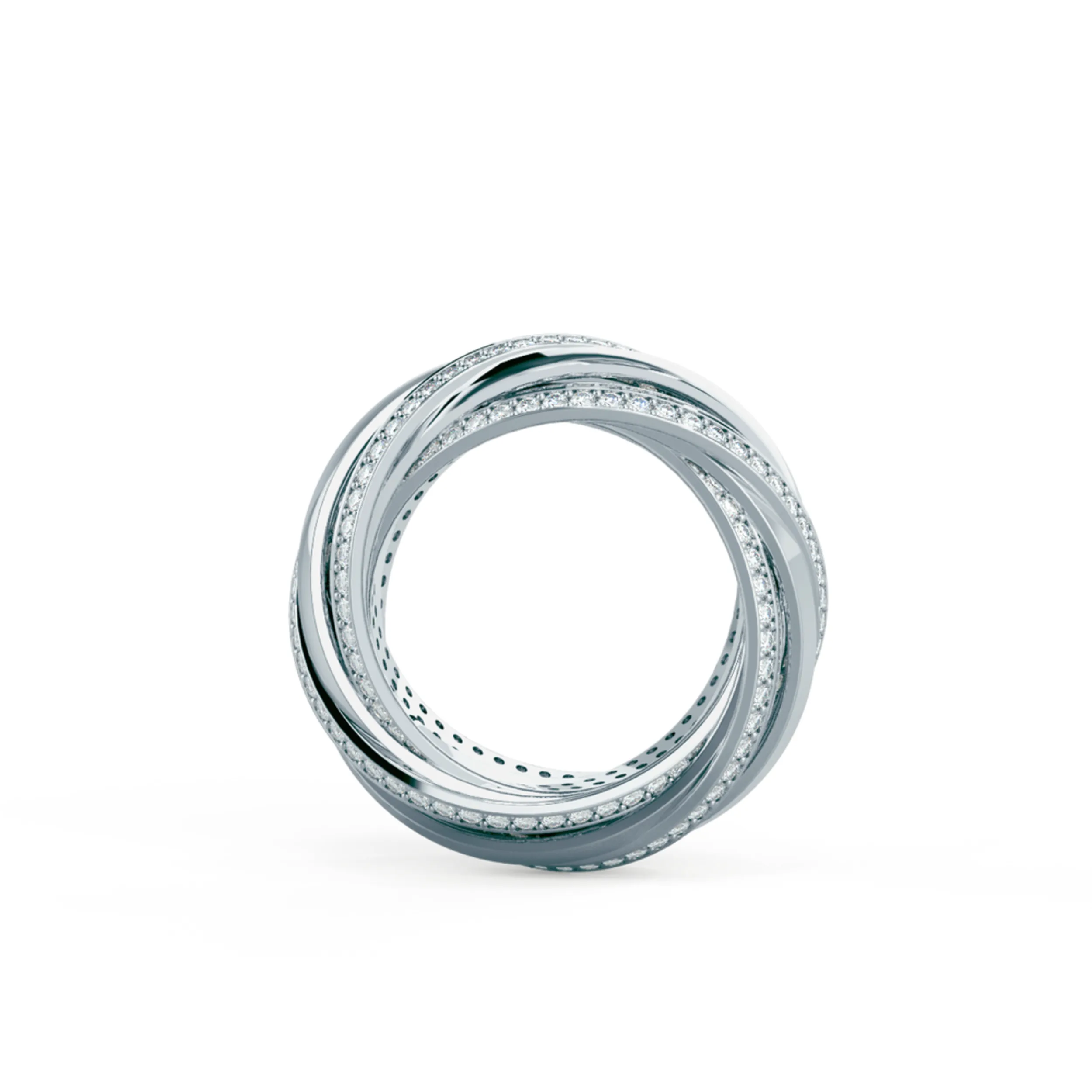 Lovelock Illusion Interlocking Lab Created Diamond Fashion Ring in White Gold Design-094