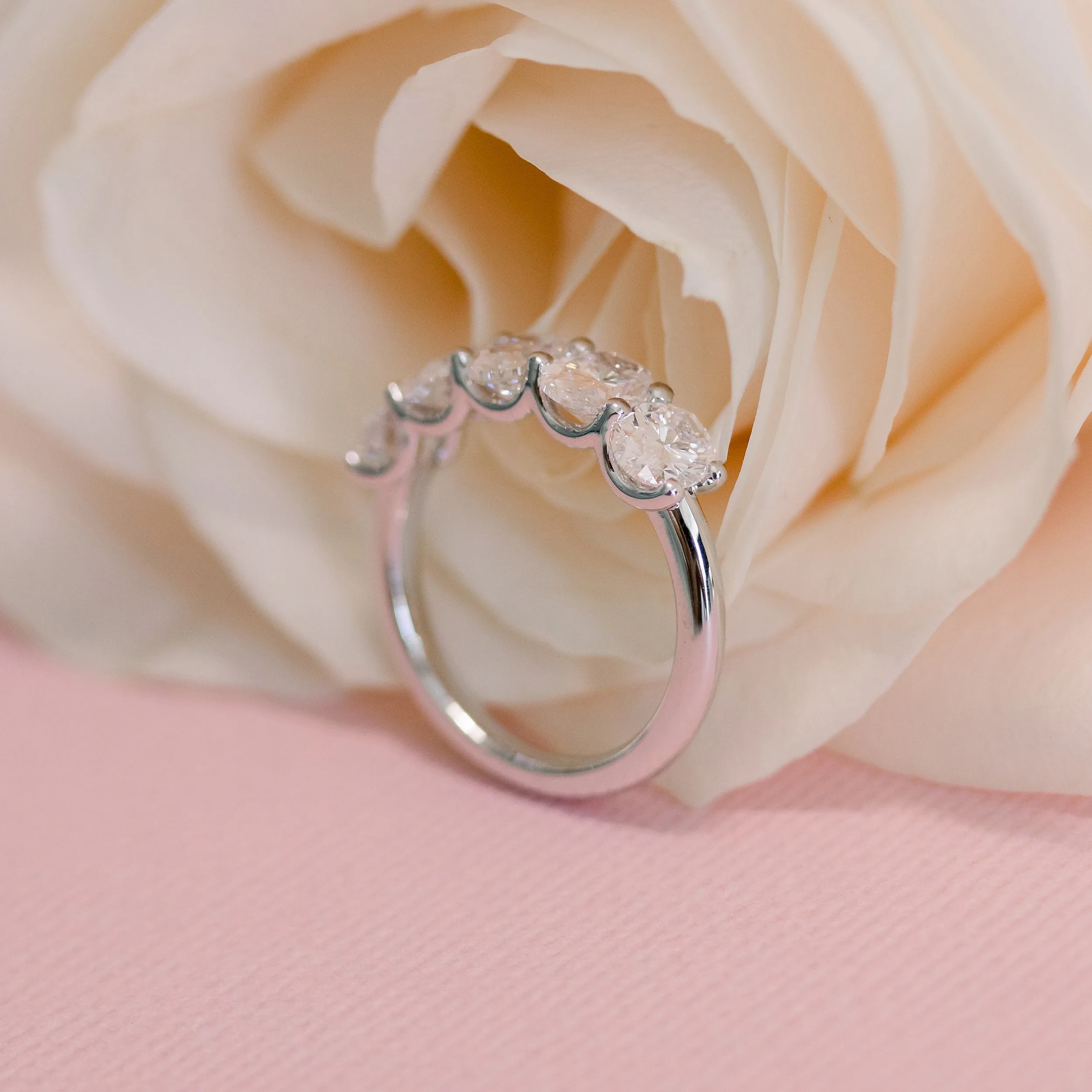 18k white gold 2.5 carat oval five stone lab diamond engagement ring ada diamonds design ad 238 profile