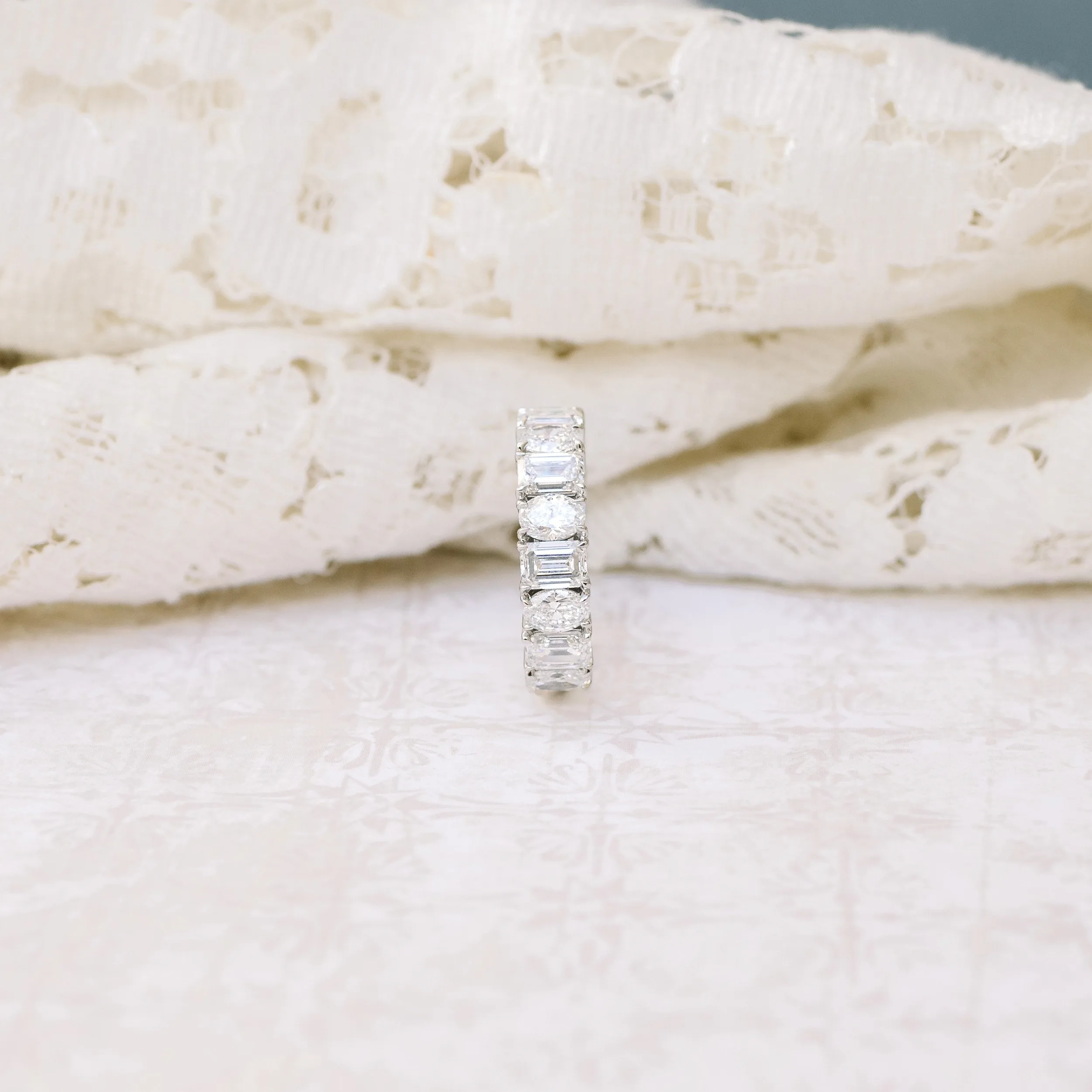 platinum 5 carat emerald cut and oval lab diamond eternity band ada diamonds design ad 290