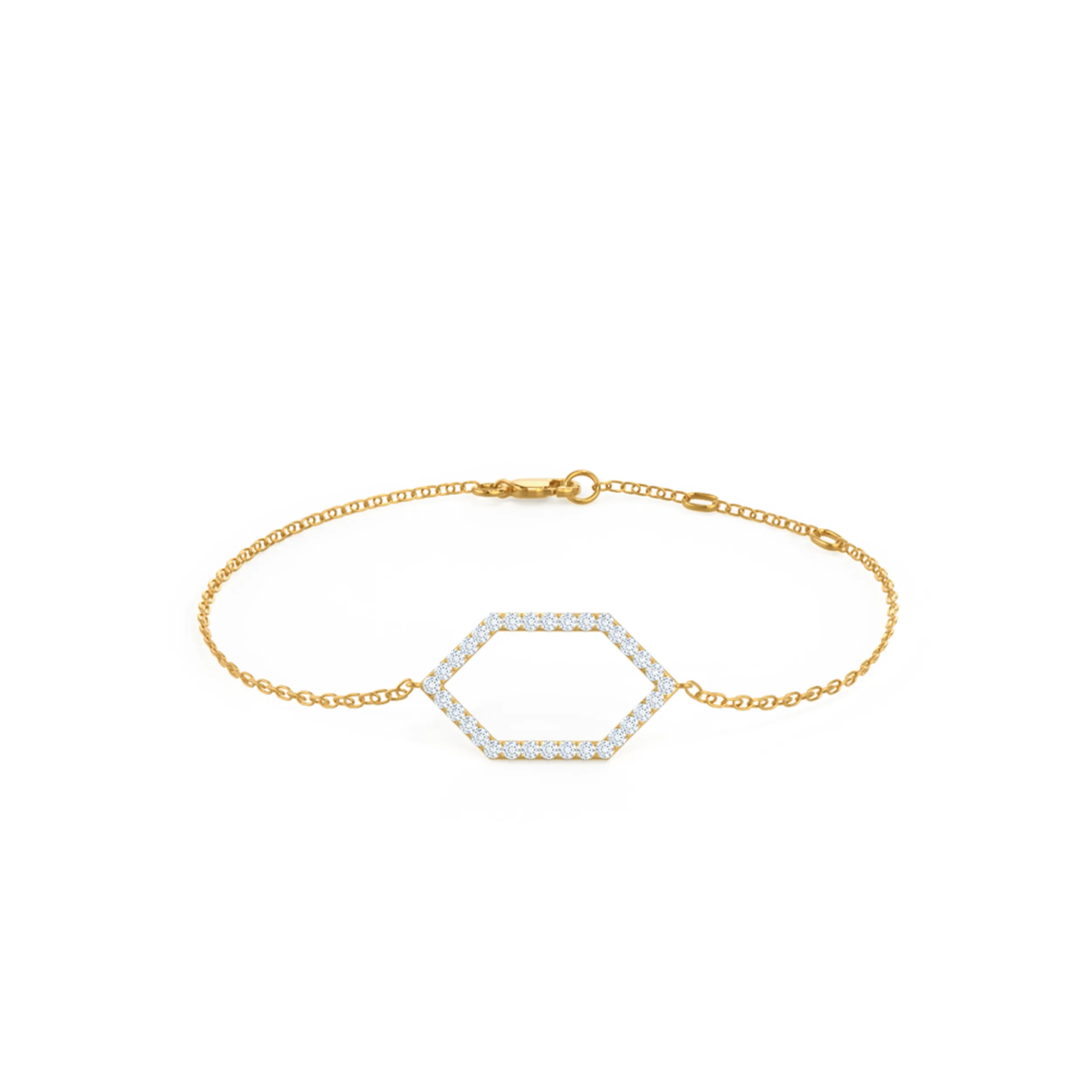 Open Hexagon 6th Element Lab Created Diamond Fashion Bracelet in Yellow Gold Design-051