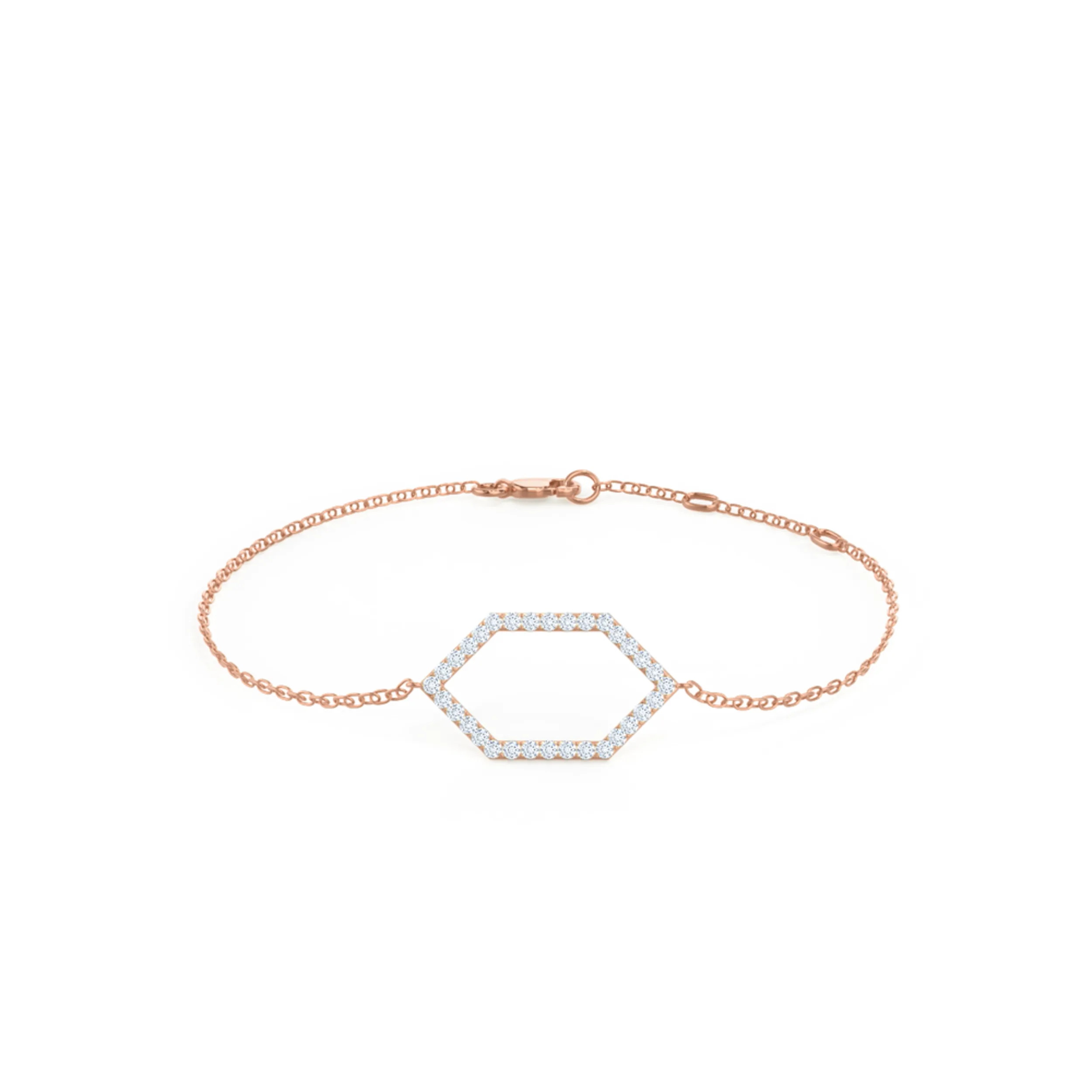 Open Hexagon 6th Element Lab Created Diamond Fashion Bracelet in Rose Gold Design-051