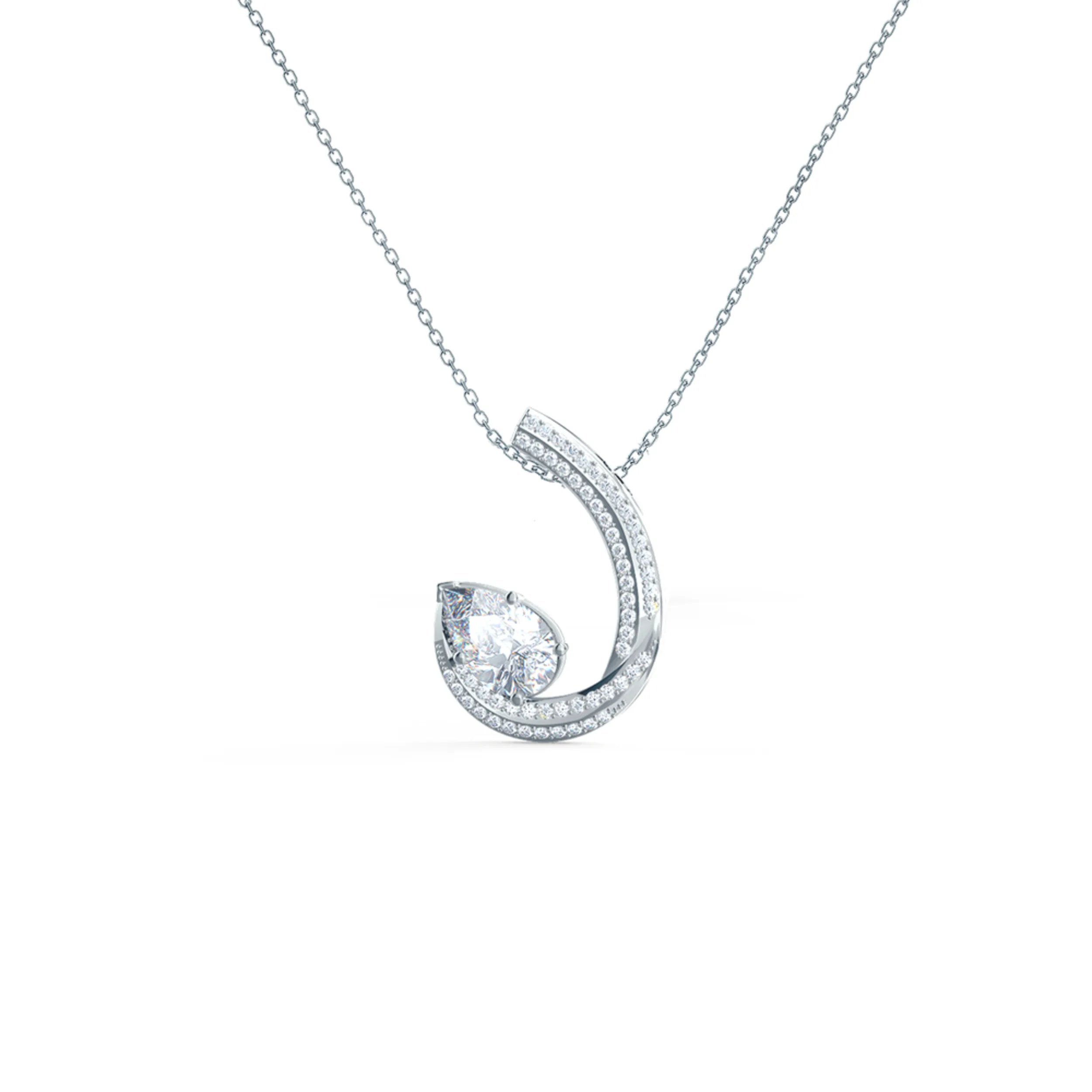 Open Pear Swirl Lab Created Diamond Pendant in Platinum Design-064