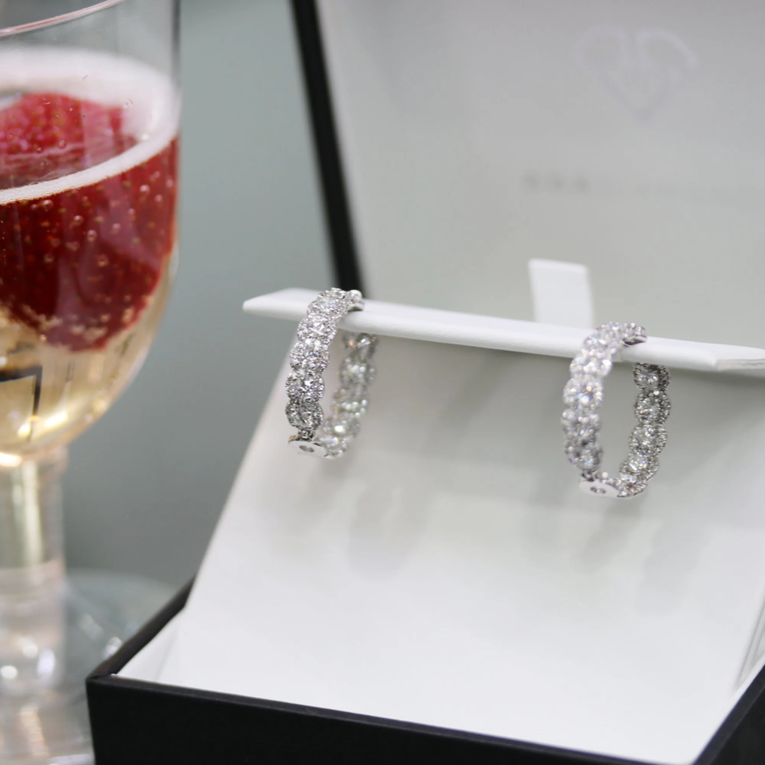 Heavenly Halo Framed Lab Created Diamonds Hoop Earrings in Platinum Gift Design-097
