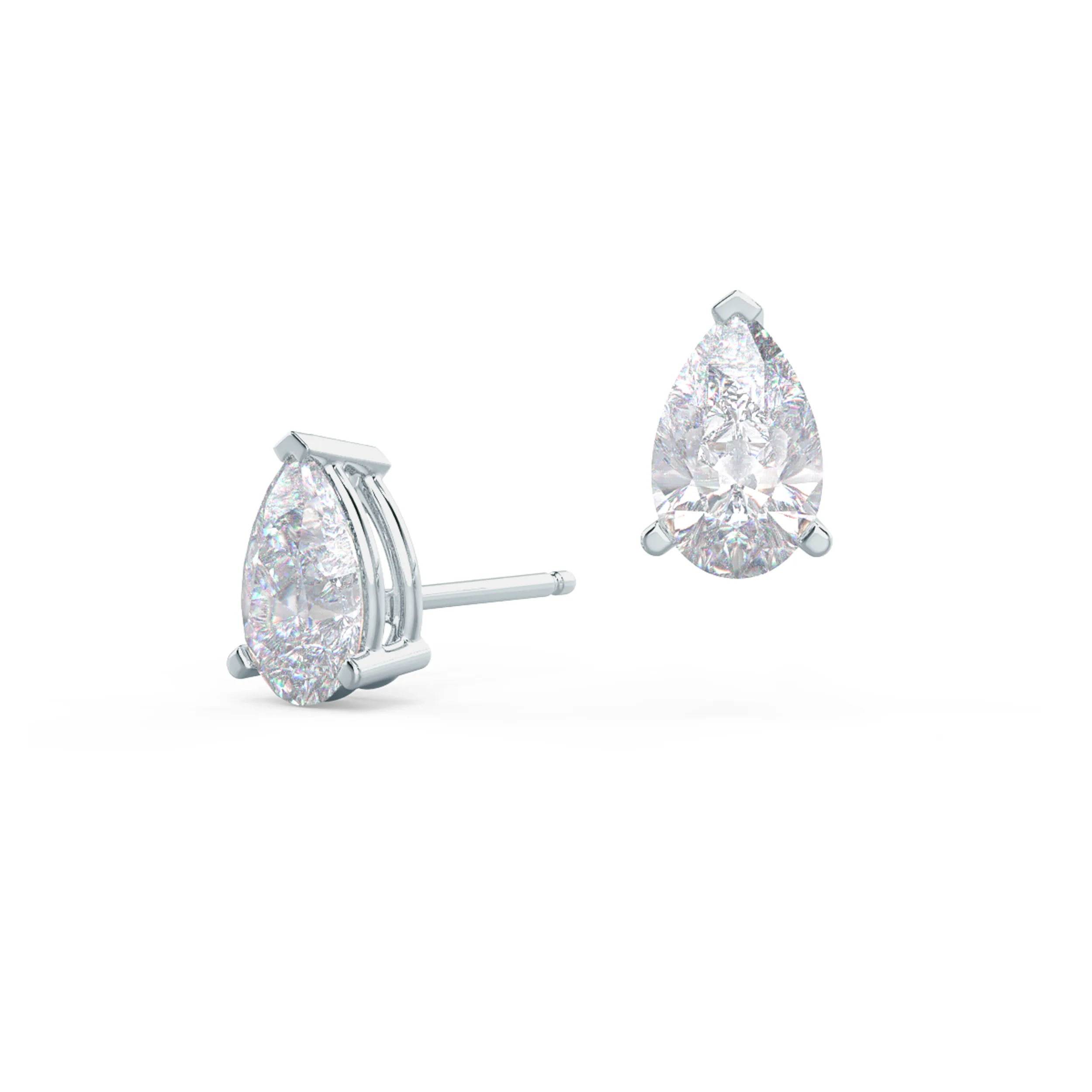 Exceptional Quality 1.4 ct Lab Diamonds set in 18k White Gold Pear Stud Earrings (Main View)