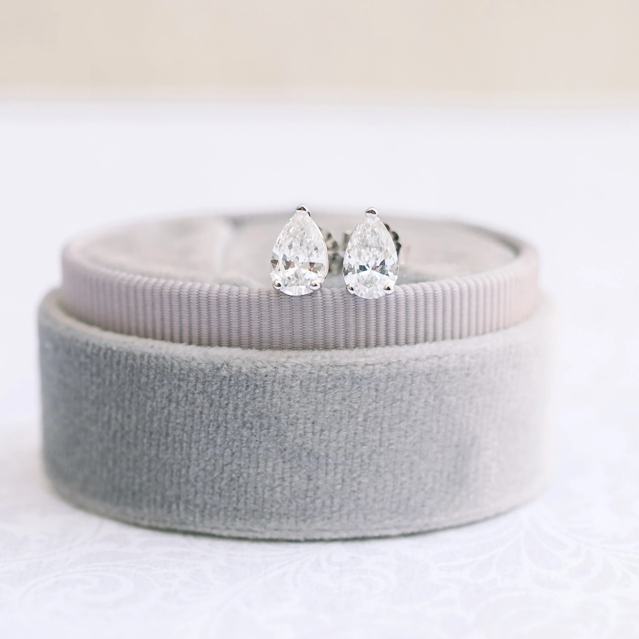 Hand Selected 1.4 ctw Synthetic Diamonds Pear Cut Diamond Stud Earrings in Platinum