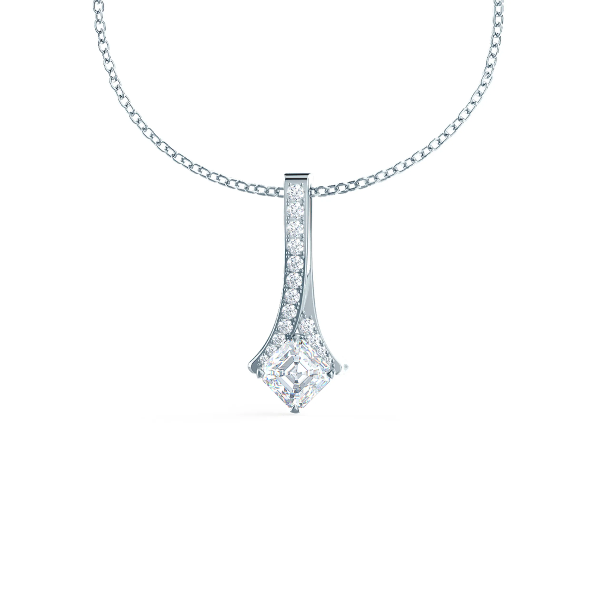 Princess Cut Lab Created Diamond Pendant in Platinum Design-063