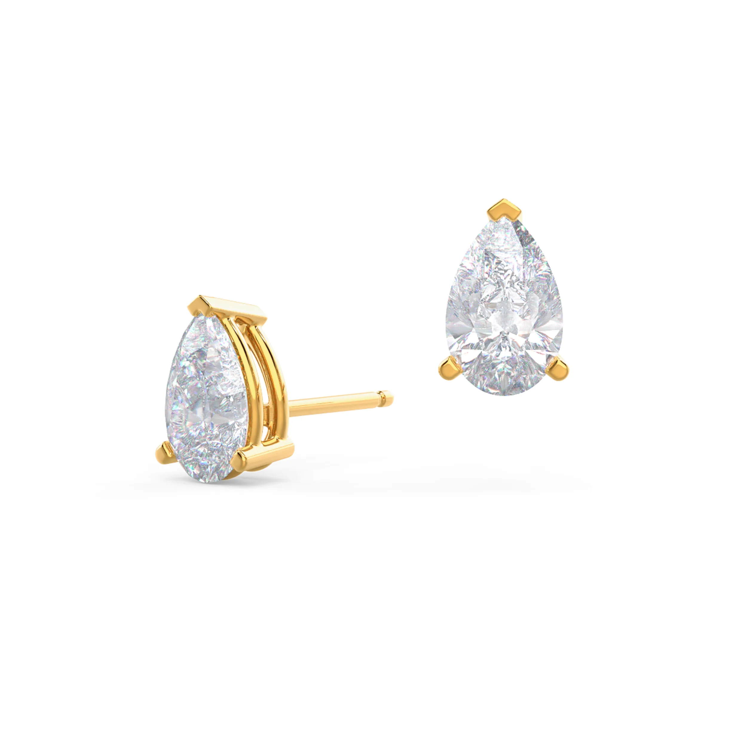 1.4 Carat Diamonds set in 14k Yellow Gold Pear Stud Earrings (Main View)