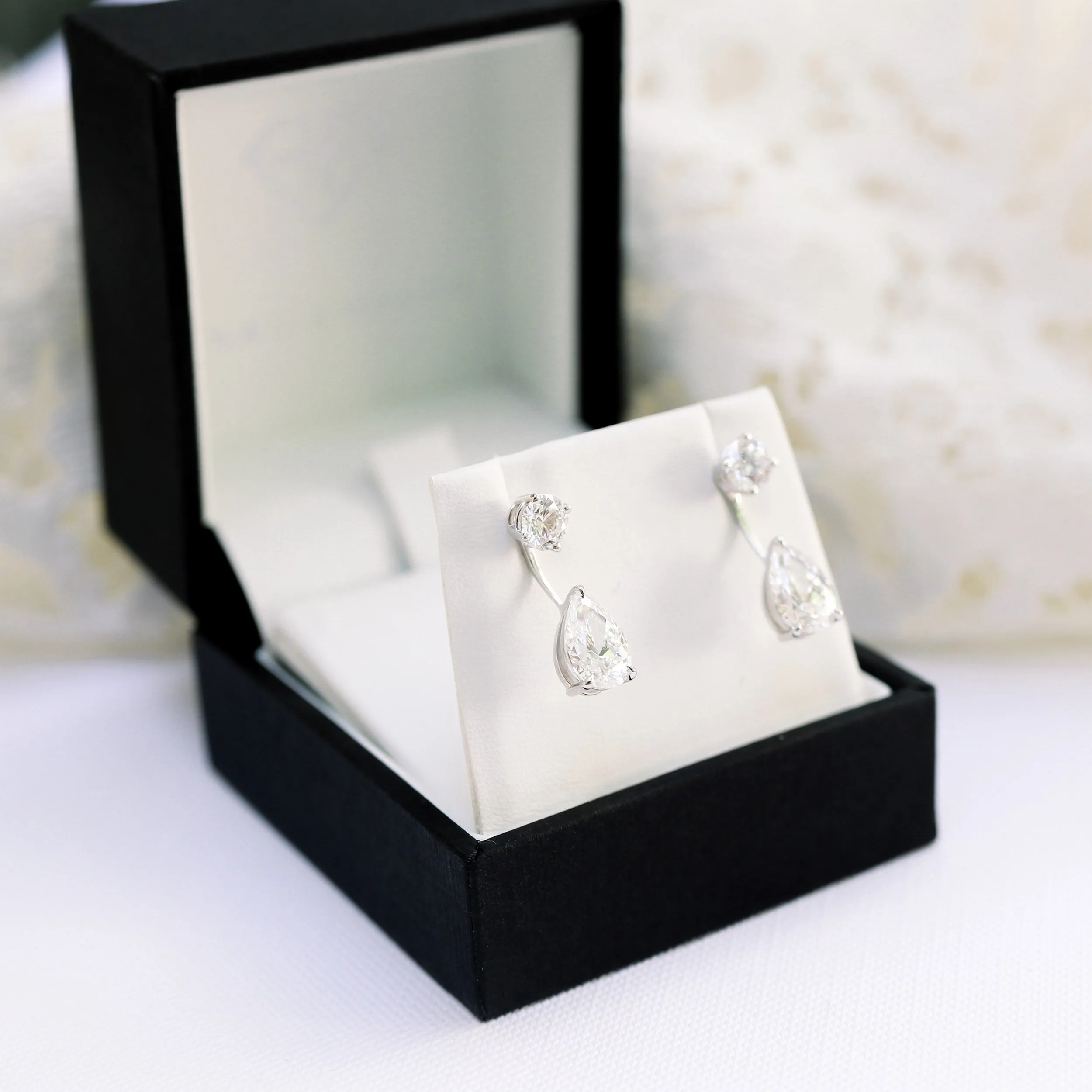 2ct pear earring jackets with manmade diamonds 18 white gold