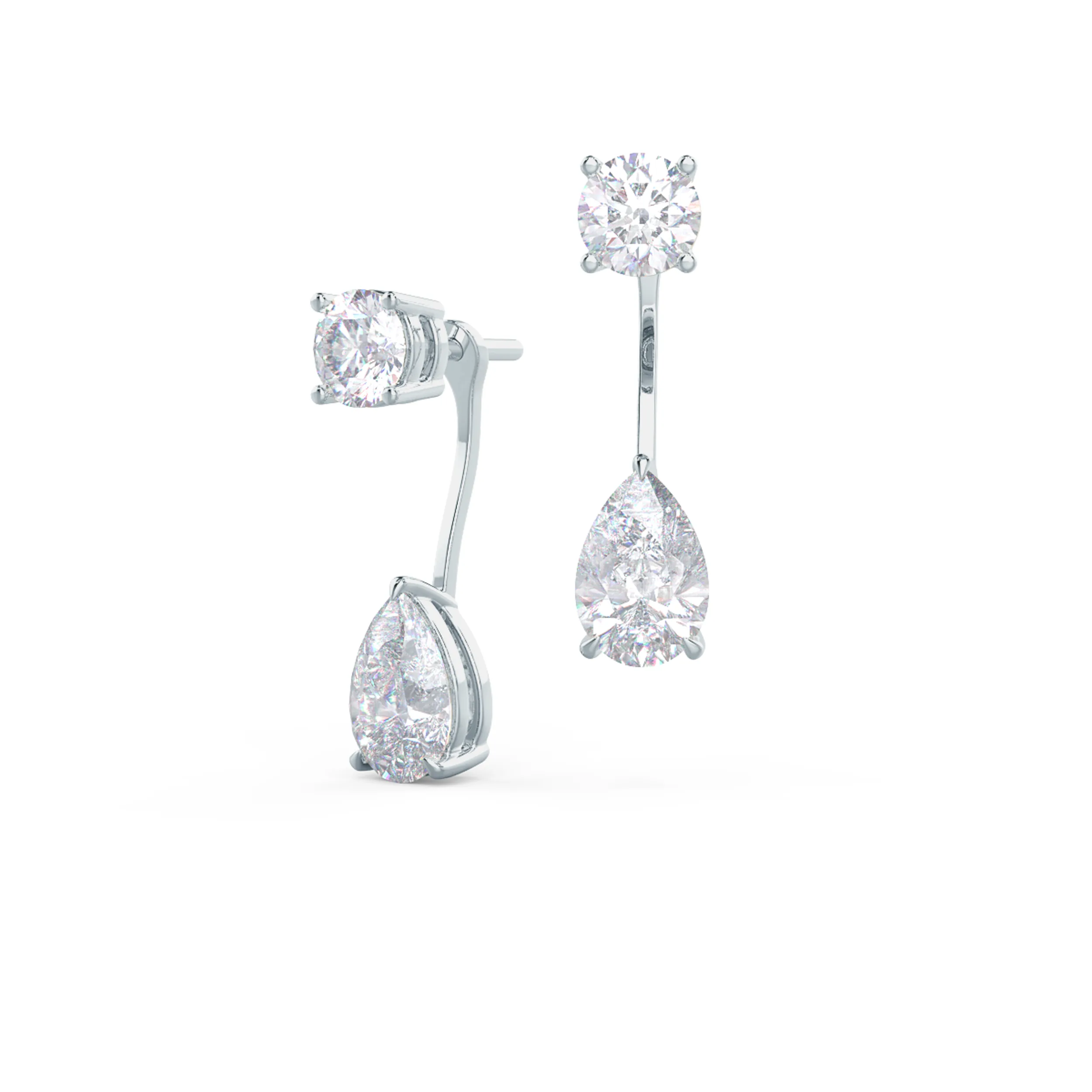 2ct pear lab diamond earring jackets white gold white background