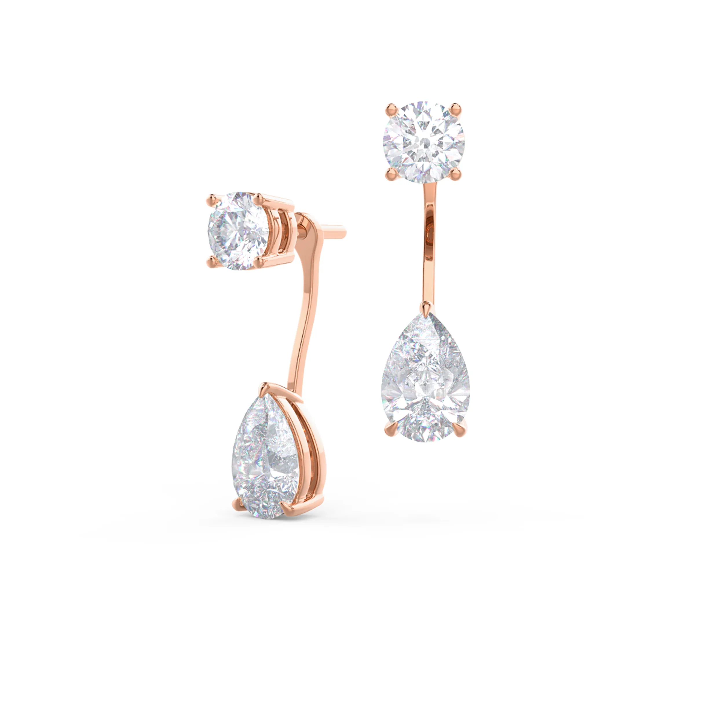 Lab Created Diamonds set in Rose Gold Pear Cut Diamond Drop Earring Jackets (Main View)