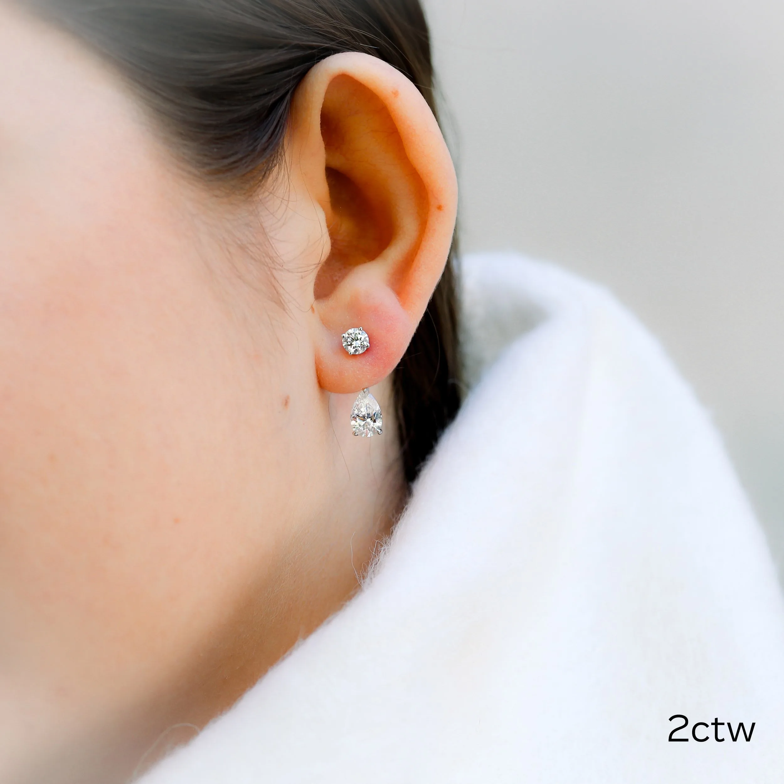 2 carat pear cut lab diamond earring jackets ada diamonds design ad 322 on model