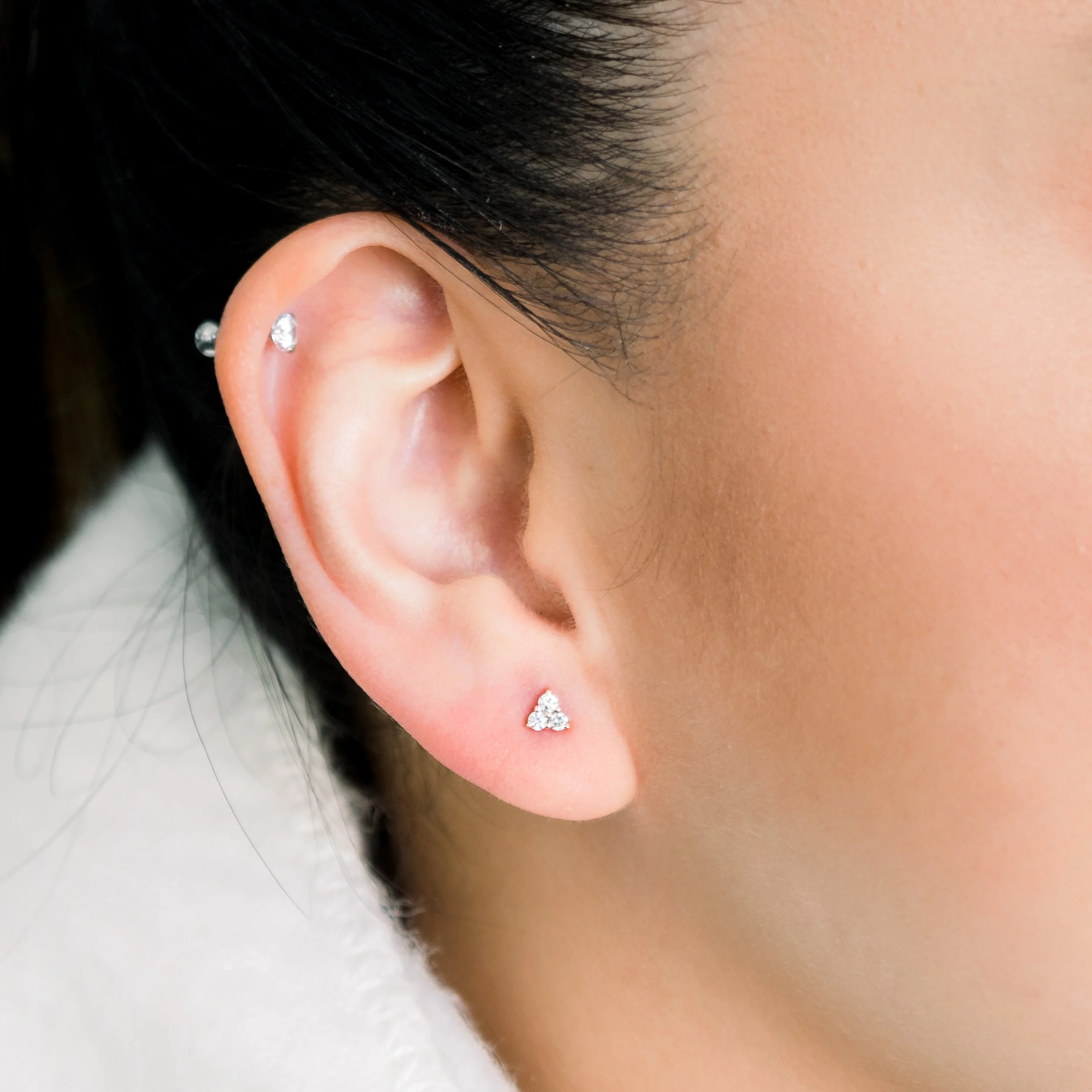 rose gold three stone lab diamond earrings ada diamonds design ad 126