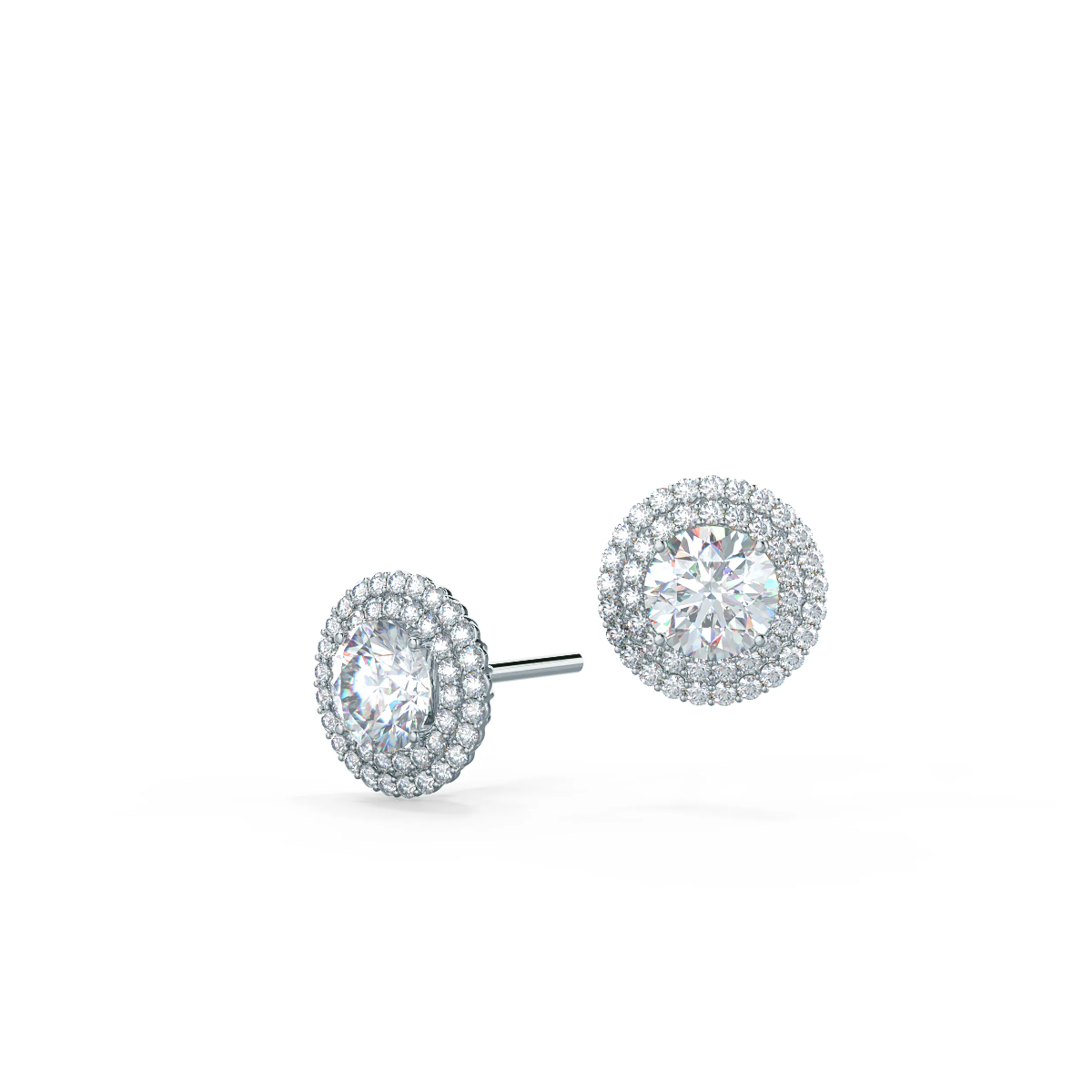 Double Halo Stud Lab Created Diamond Earrings in Platinum Design-203