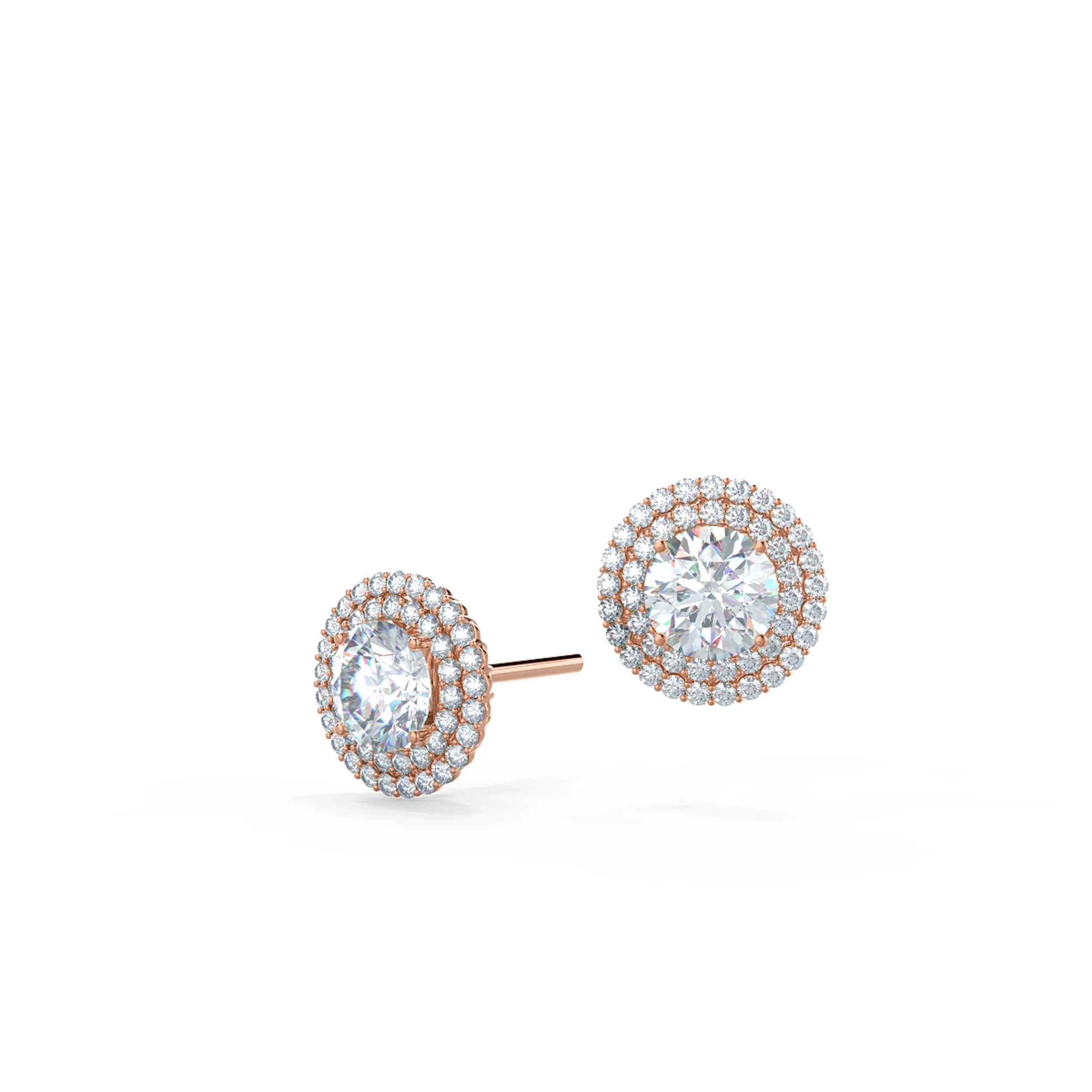 Double Halo Stud Lab Created Diamond Earrings in Rose Gold Ada Diamonds Design Ad-203