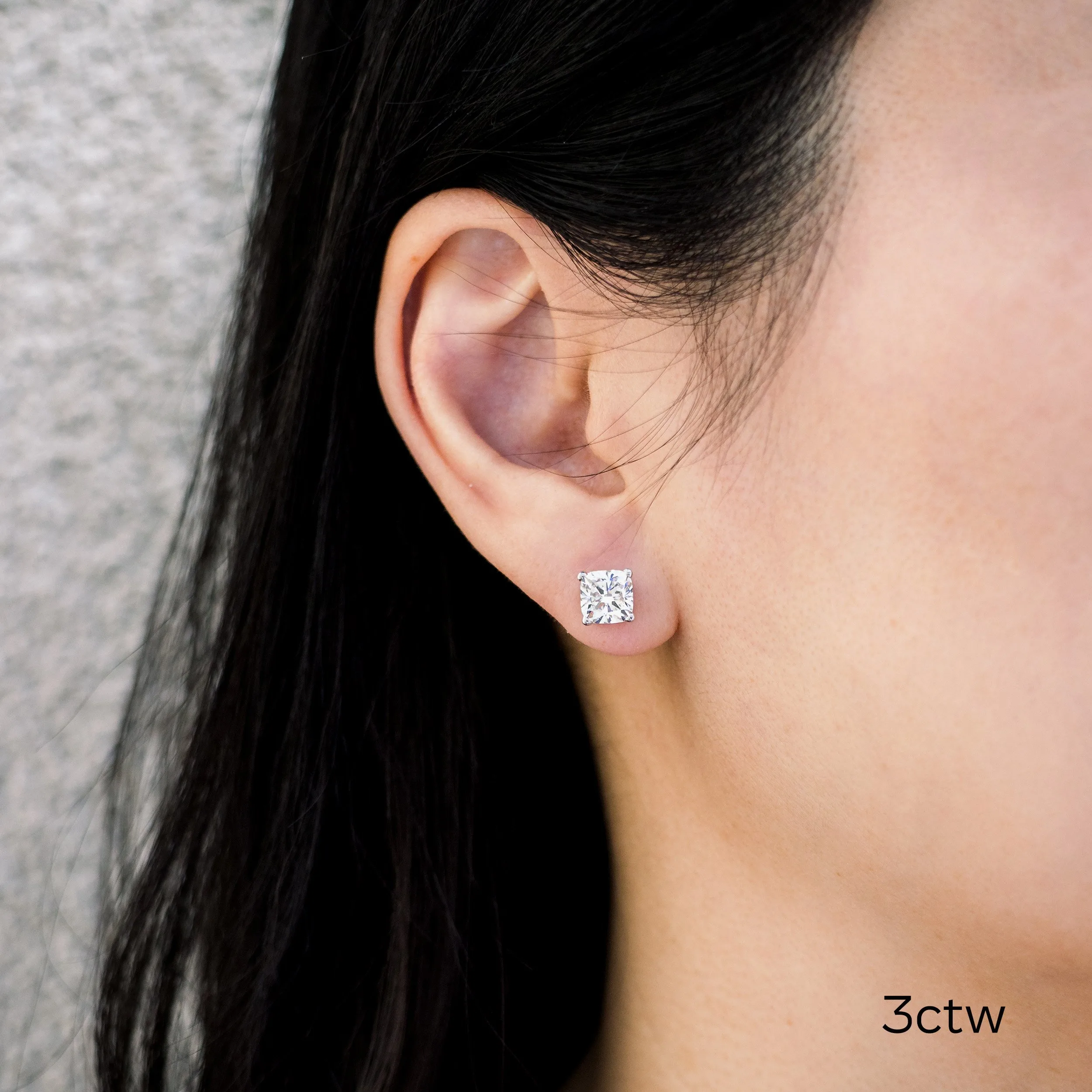 white gold 3 carat cushion cut lab diamond stud earrings ada diamonds design ad 292