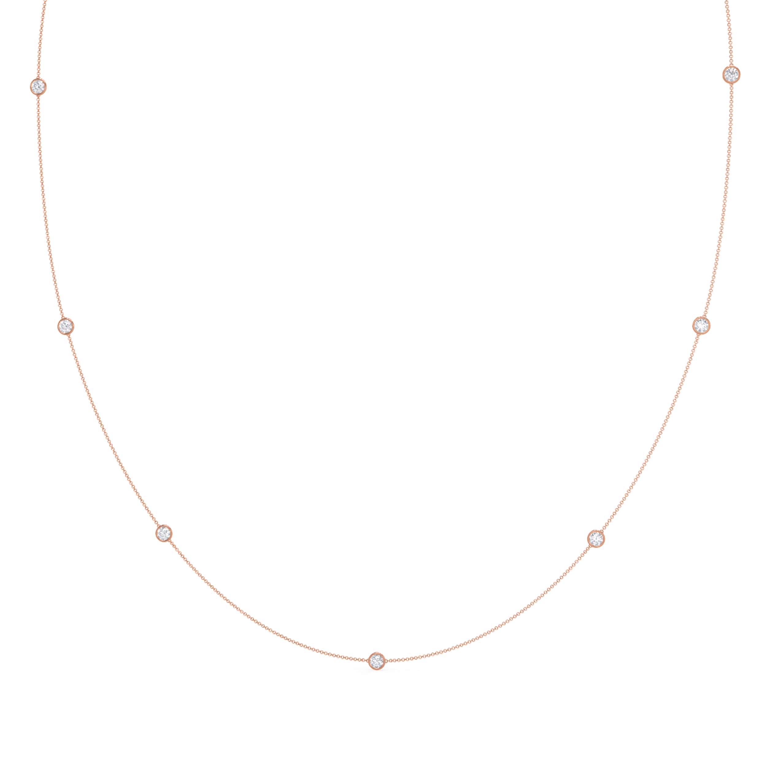 Seven bezel cosmopolitan necklace made in rose gold with lab created diamonds ADA Diamonds designs ad 228