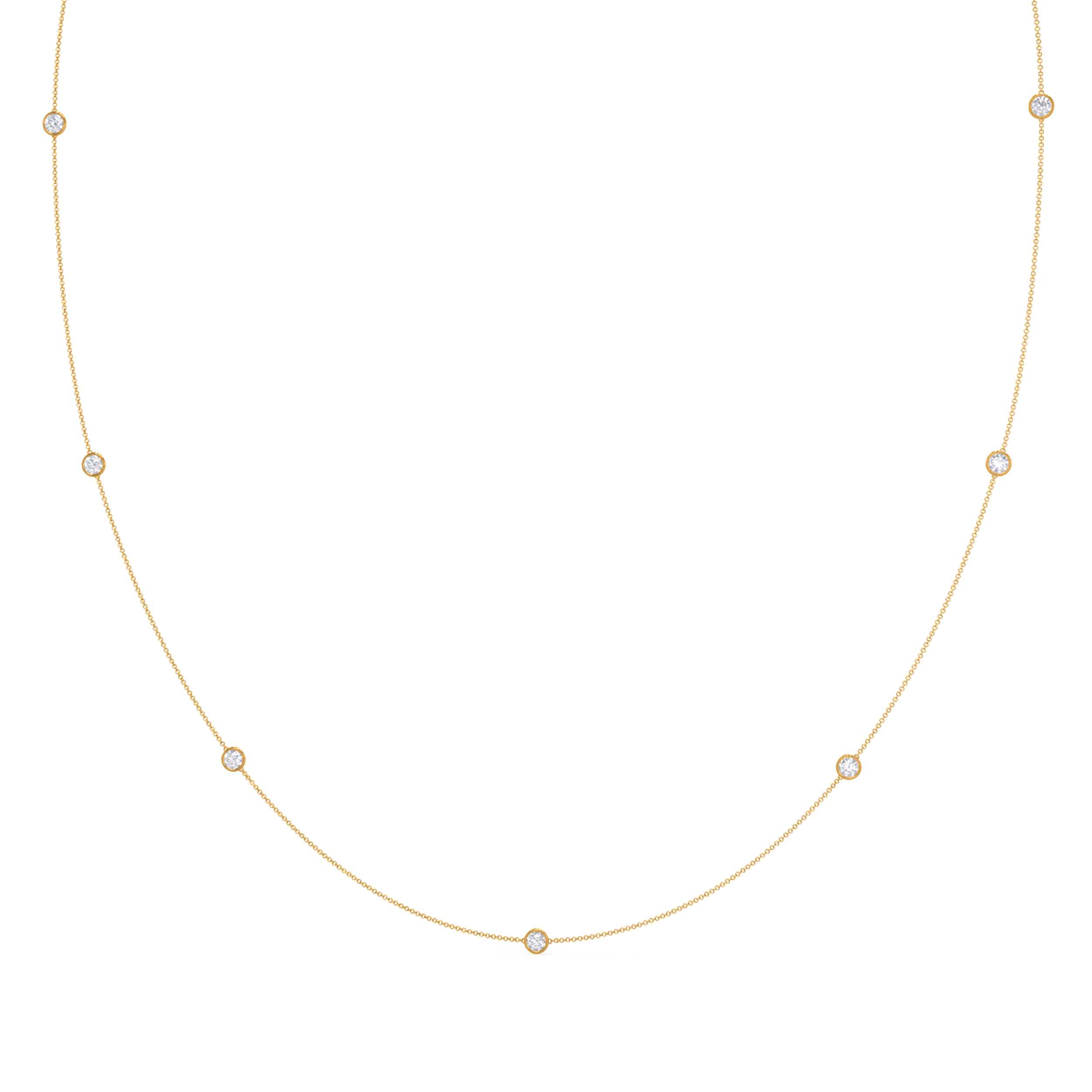 Seven Bezel cosmopolitan necklace made in yellow gold with laboratory made diamonds ADA Diamonds design design ad 228