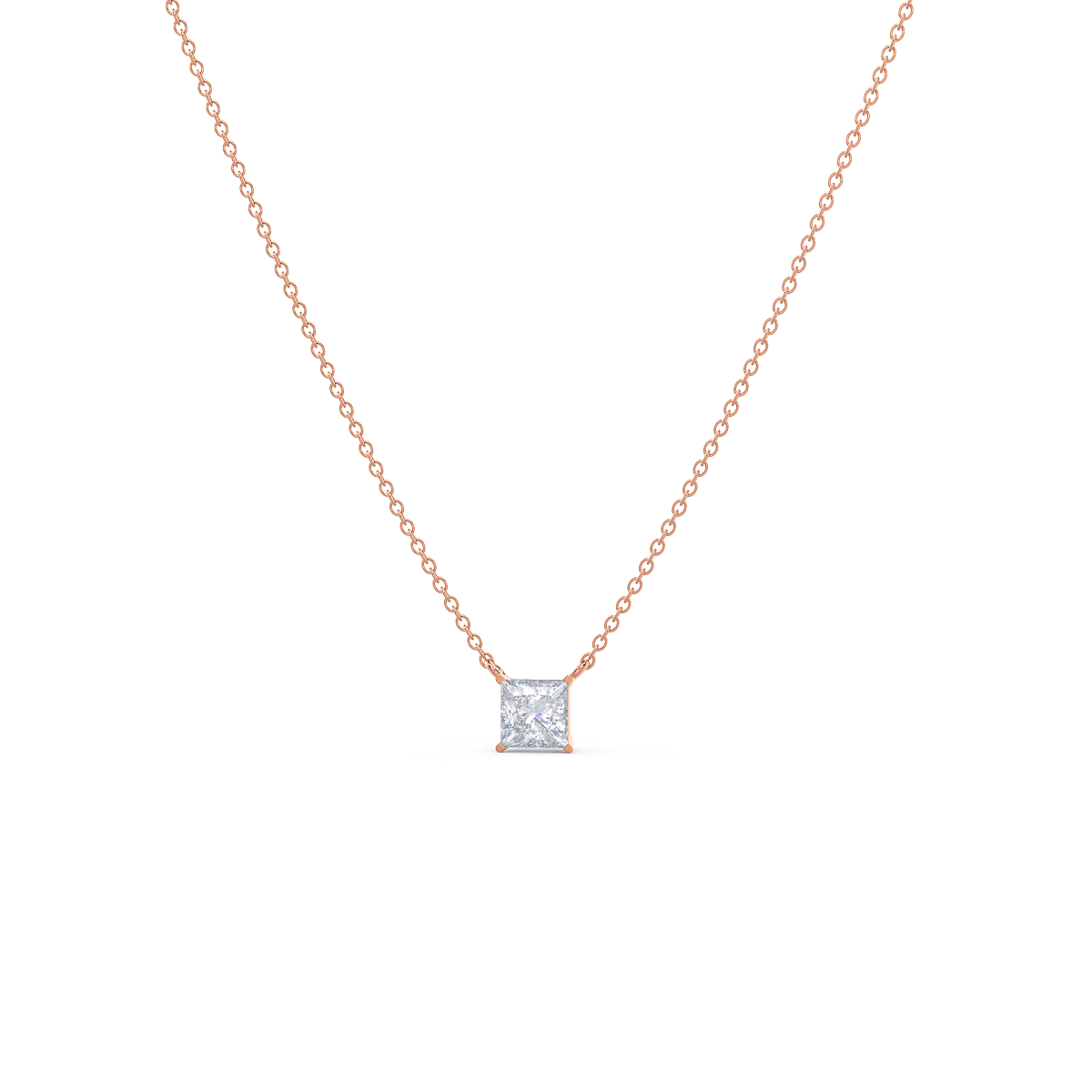 Latest Square Style Diamond Pendant In Rose Gold – Ayaani