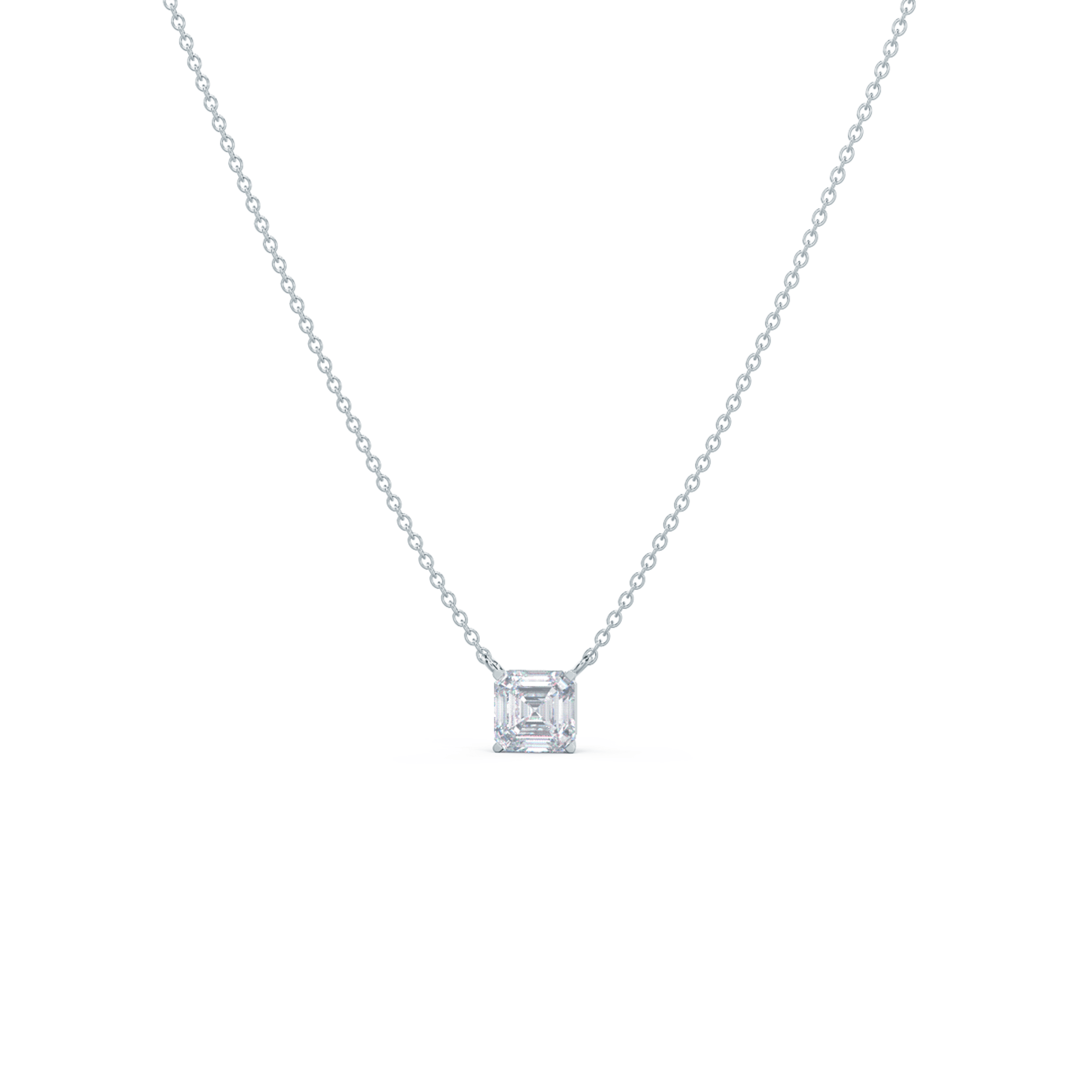 1.5ct asscher lab diamond necklace white background