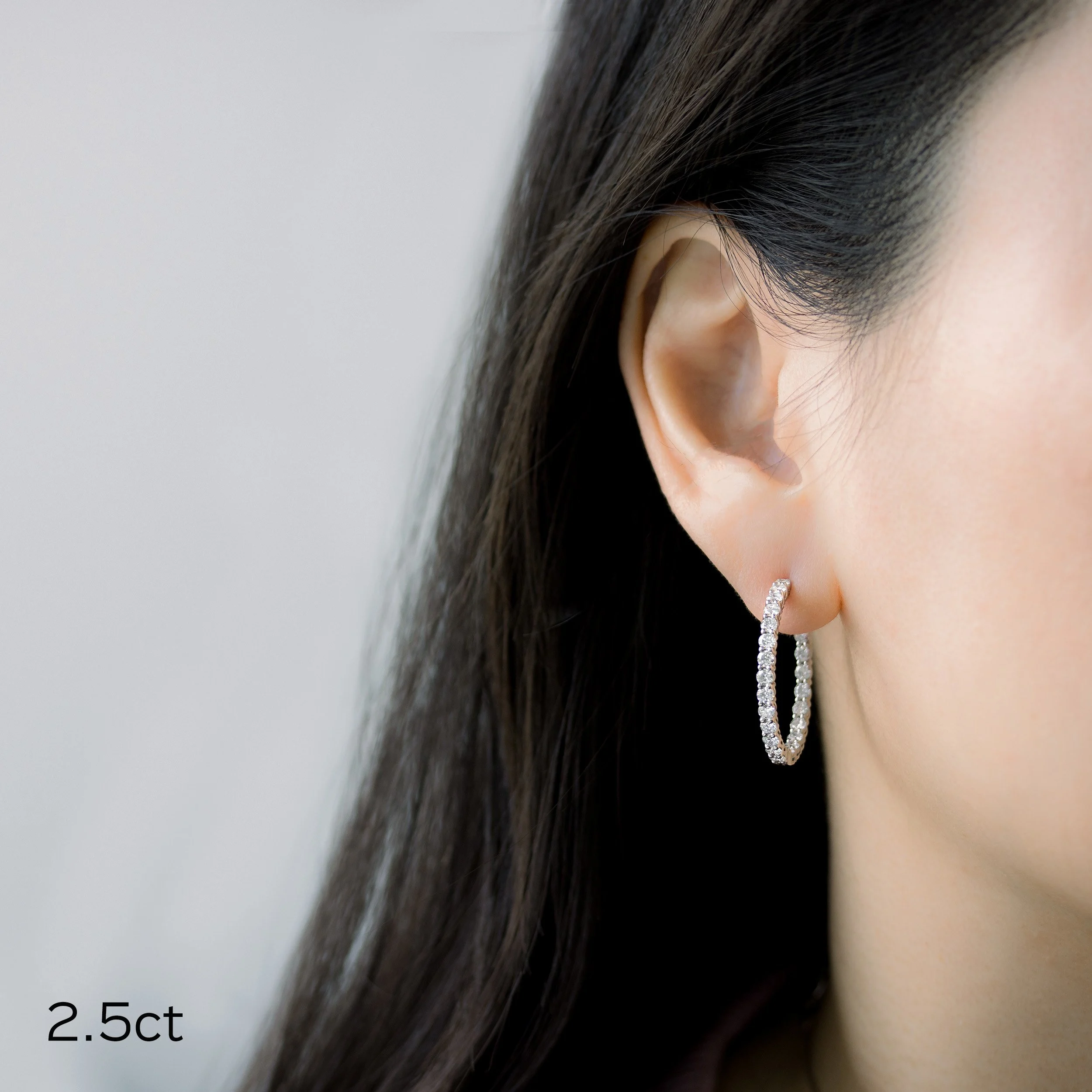 platinum 2.5 carat shared prong hoop earrings with lab diamonds ada diamonds design ad-009