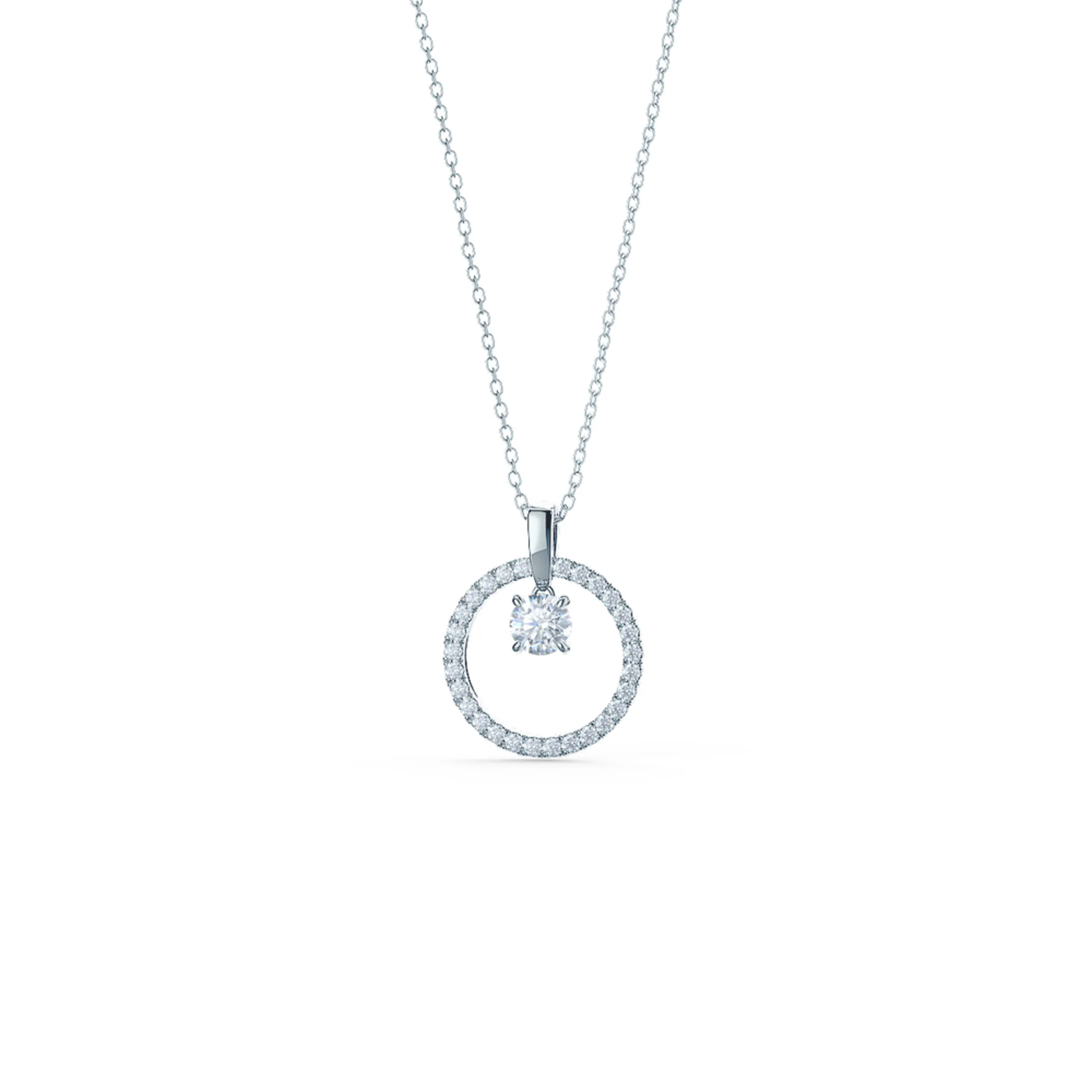Karma Floating Open Circle Lab Created Diamond Necklace in Platinum Design-035
