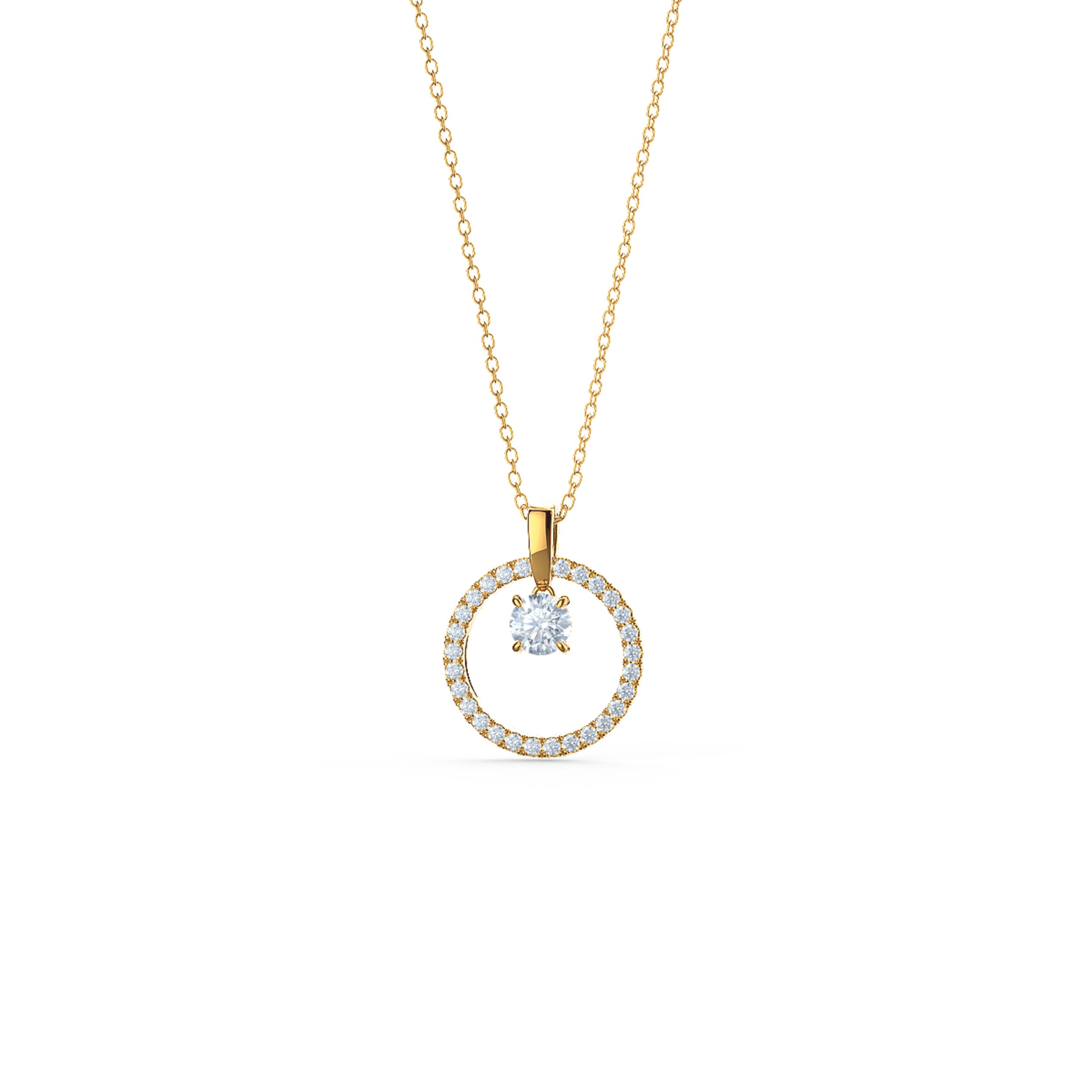 Karma Floating Open Circle Lab Created Diamond Necklace in Yellow Gold Design-035