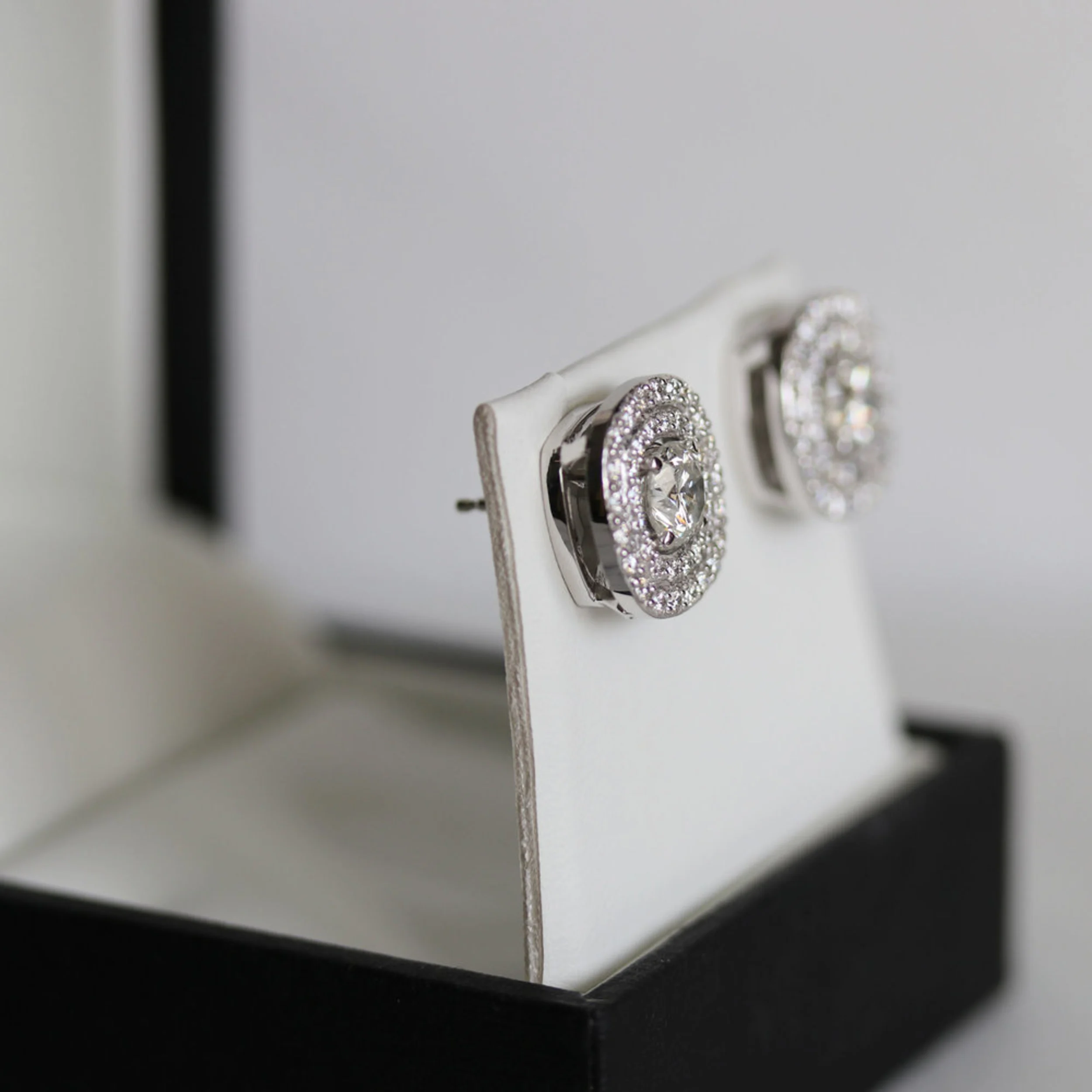 Heavenly Double Halo Lab Created Diamond Earring Jackets in Platinum Profile View Design-030