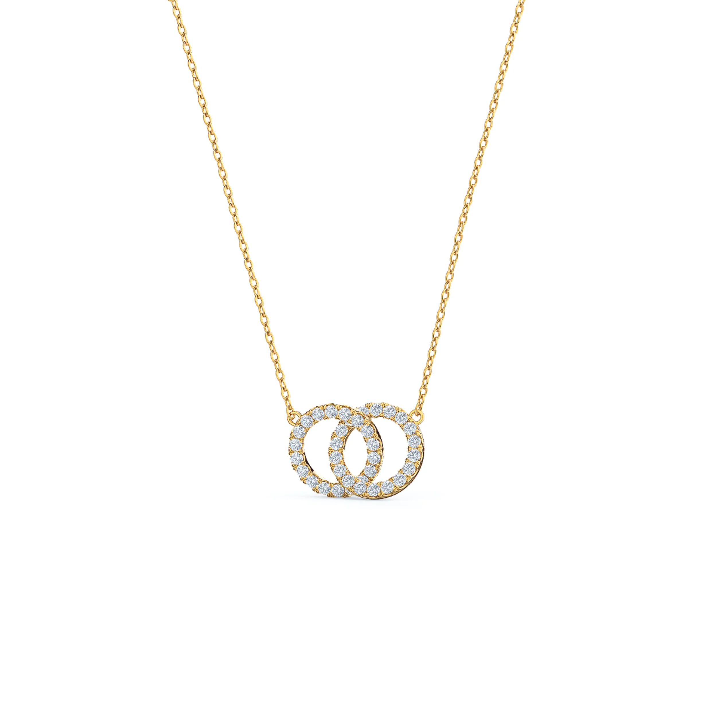Interlocking Open Circle Double Karma Lab Created Diamond Necklace in Yellow Gold Design-034