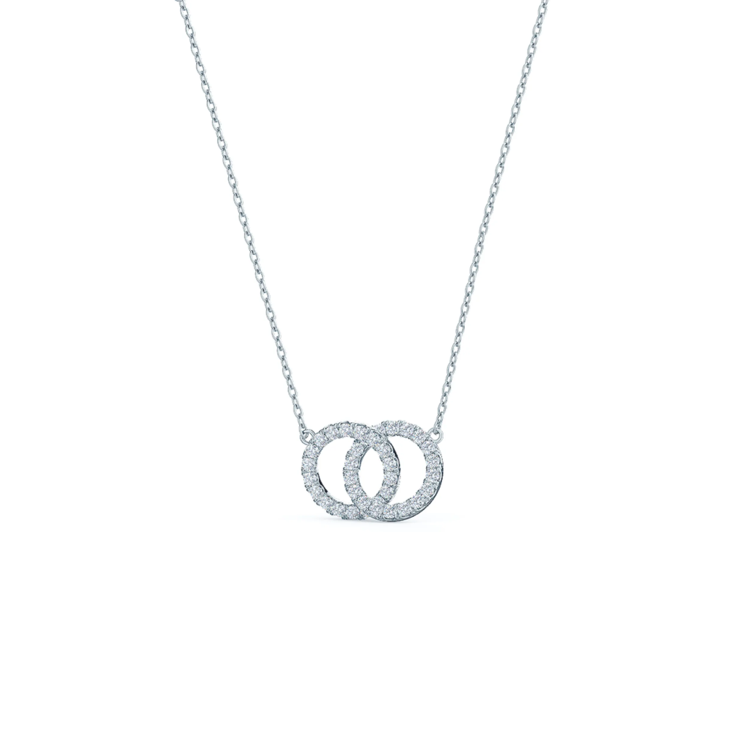 Interlocking Open Circle Double Karma Lab Created Diamond Necklace in Platinum Design-034
