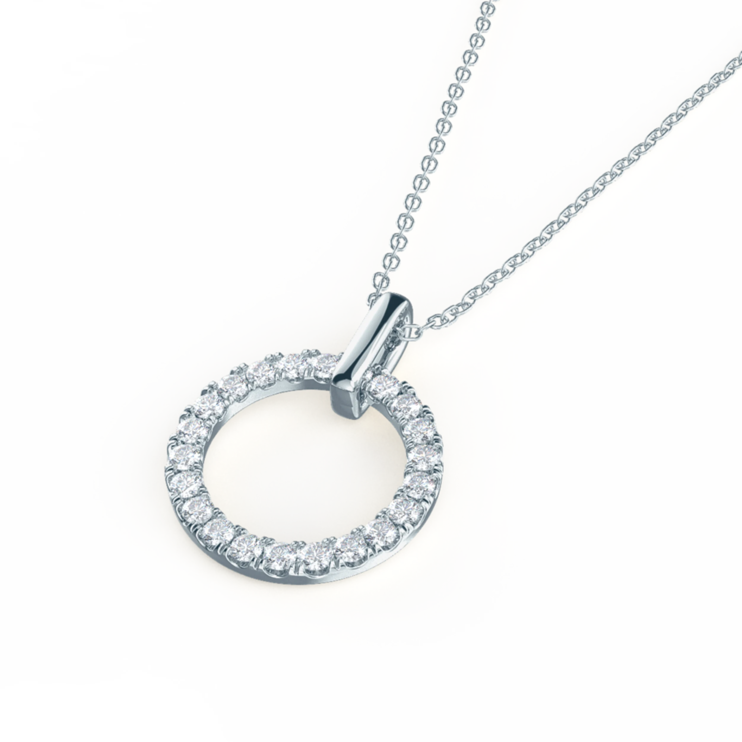 Karma Open Circle Lab Created Diamond Necklace in White Gold Design-033