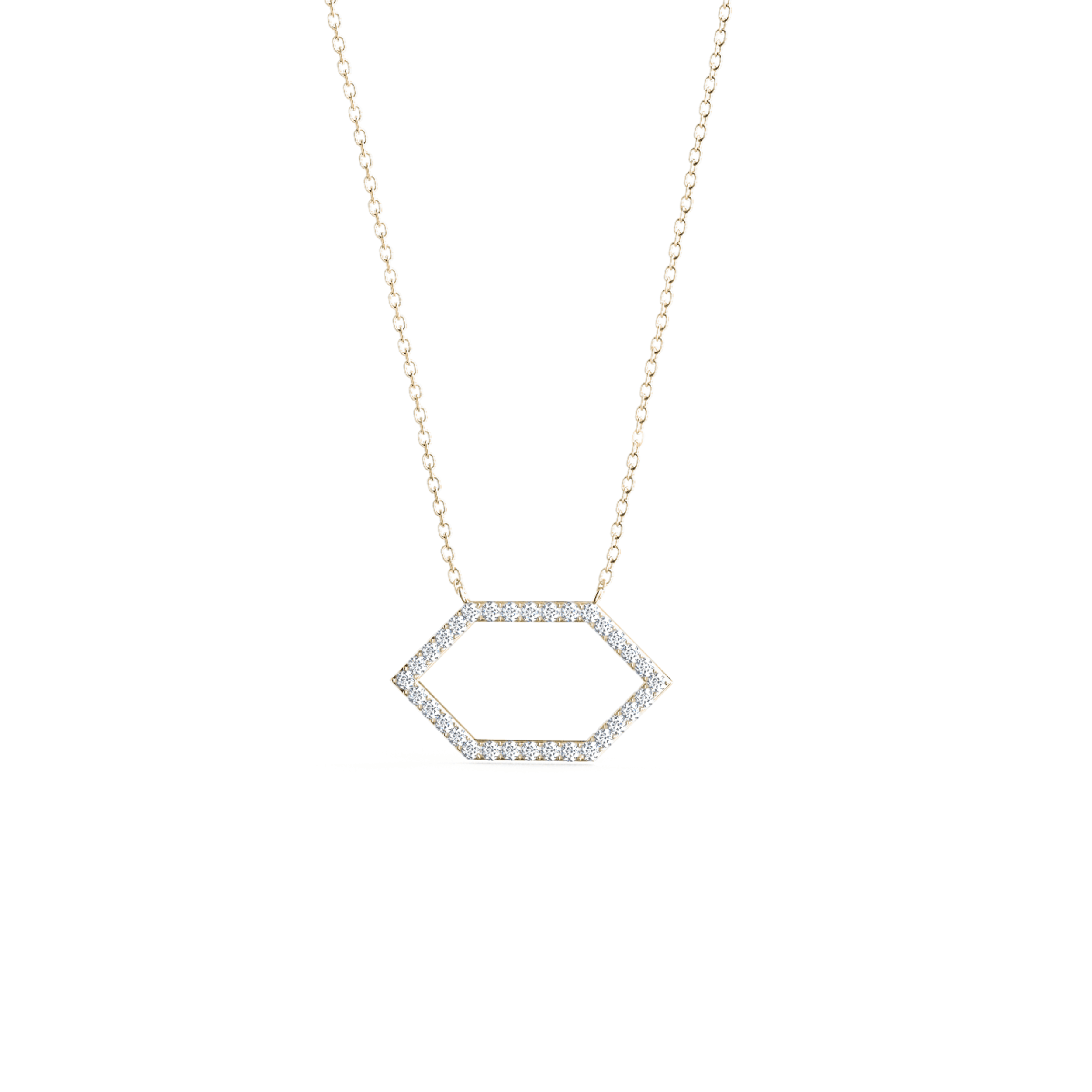 Open Hexagon 6th Element Lab Created Diamond Necklace in Rose Gold Design-043