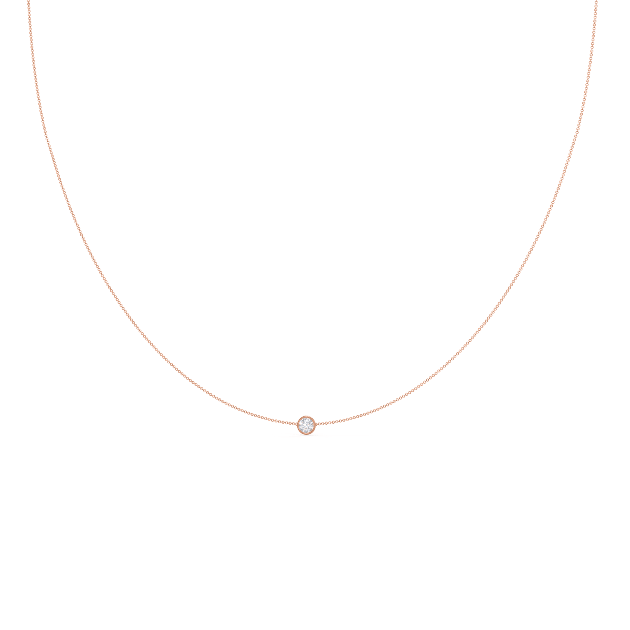 Lab created diamond single floating bezel cosmopolitan necklace in rose gold ADA Diamonds design number 039