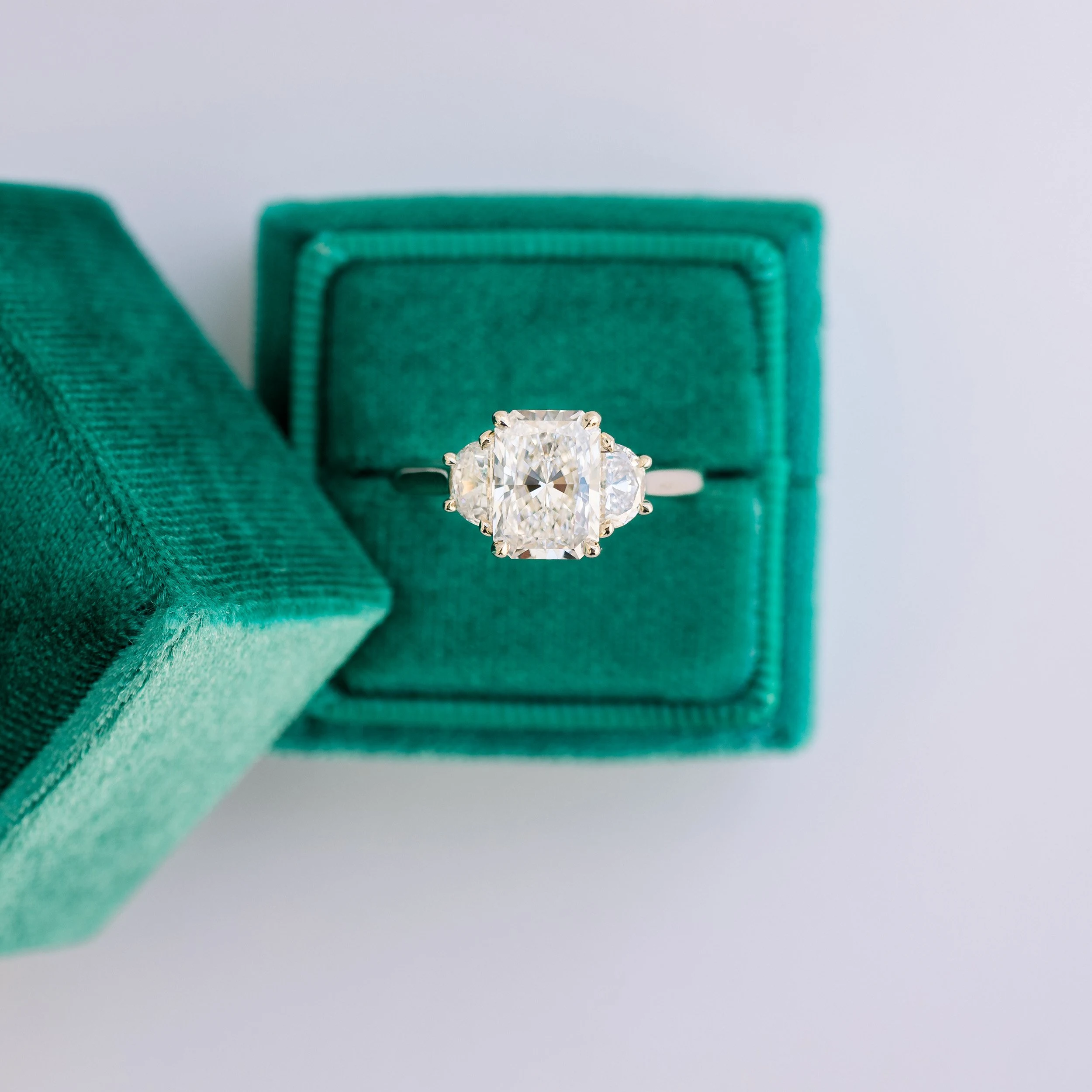 14k yellow gold 2ct radiant and half moon lab diamond engagement ring ada diamonds design ad 489