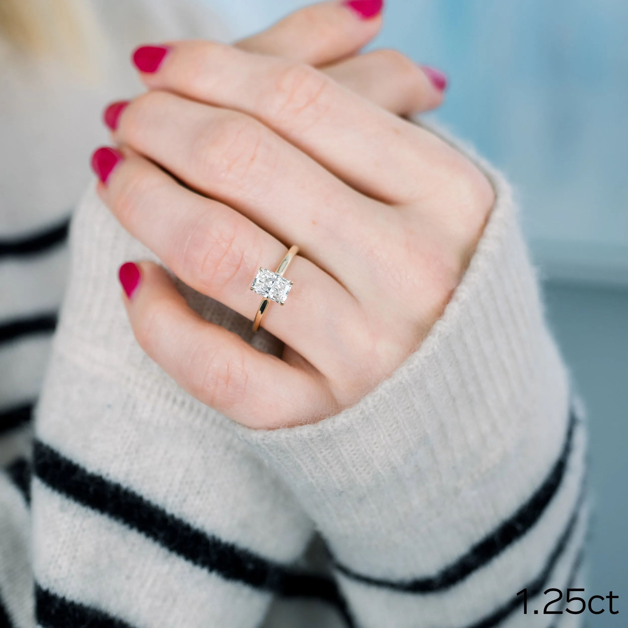 radiant cut lab diamond engagement ring