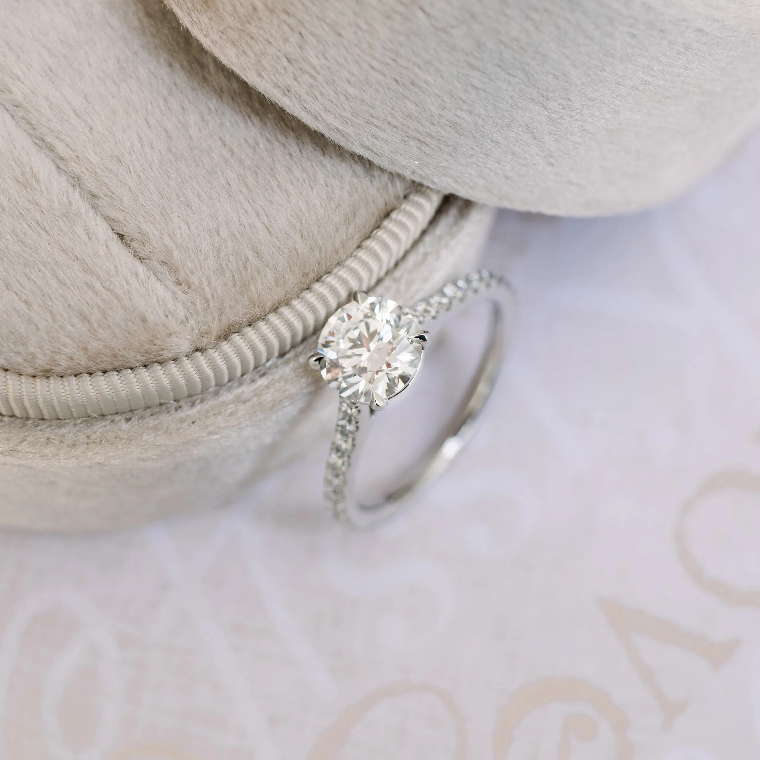 lab diamond pave engagement ring