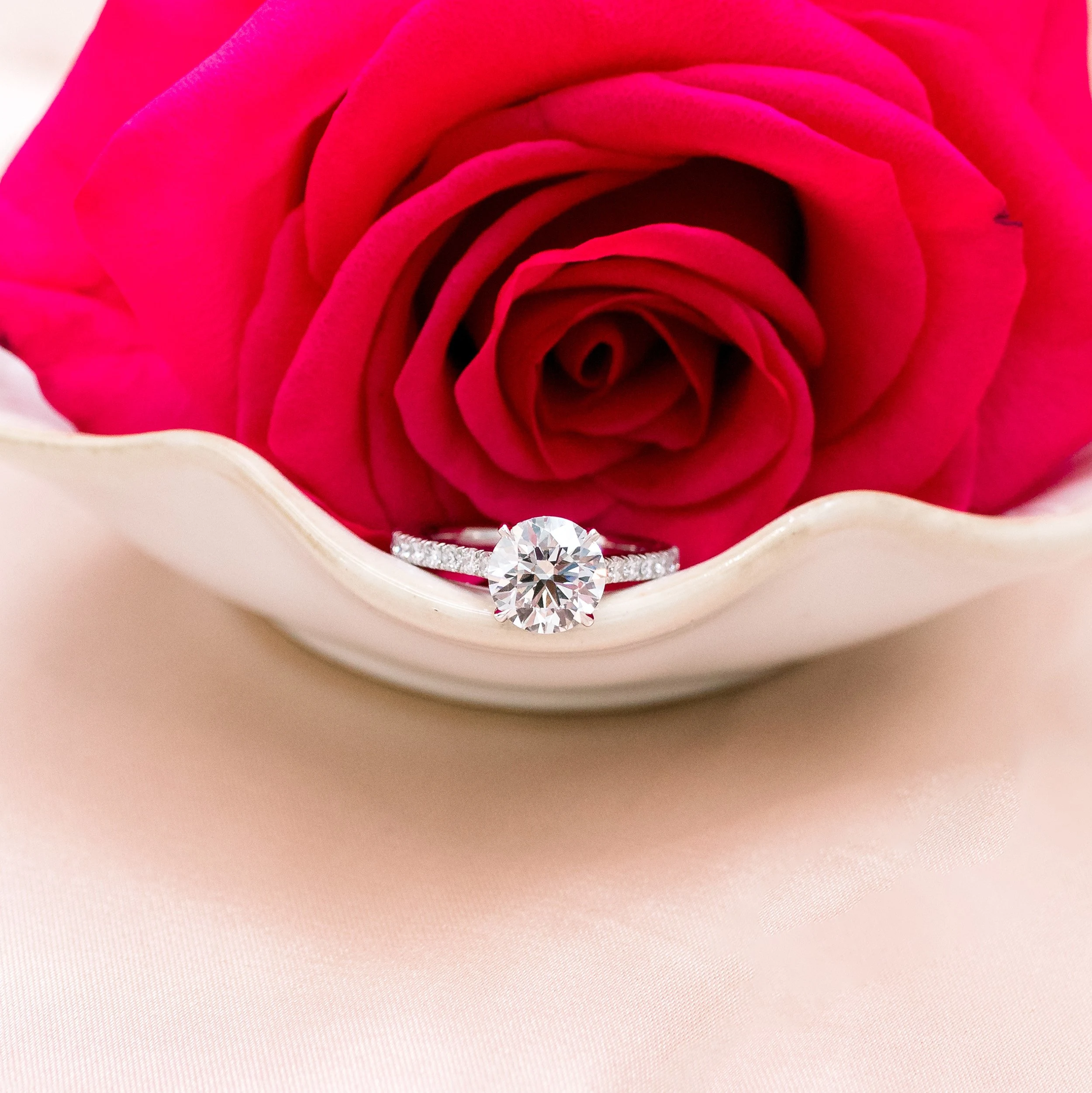 platinum 3 carat round lab diamond trellis cathedral pavé engagement ring ada diamonds design ad 133 macro