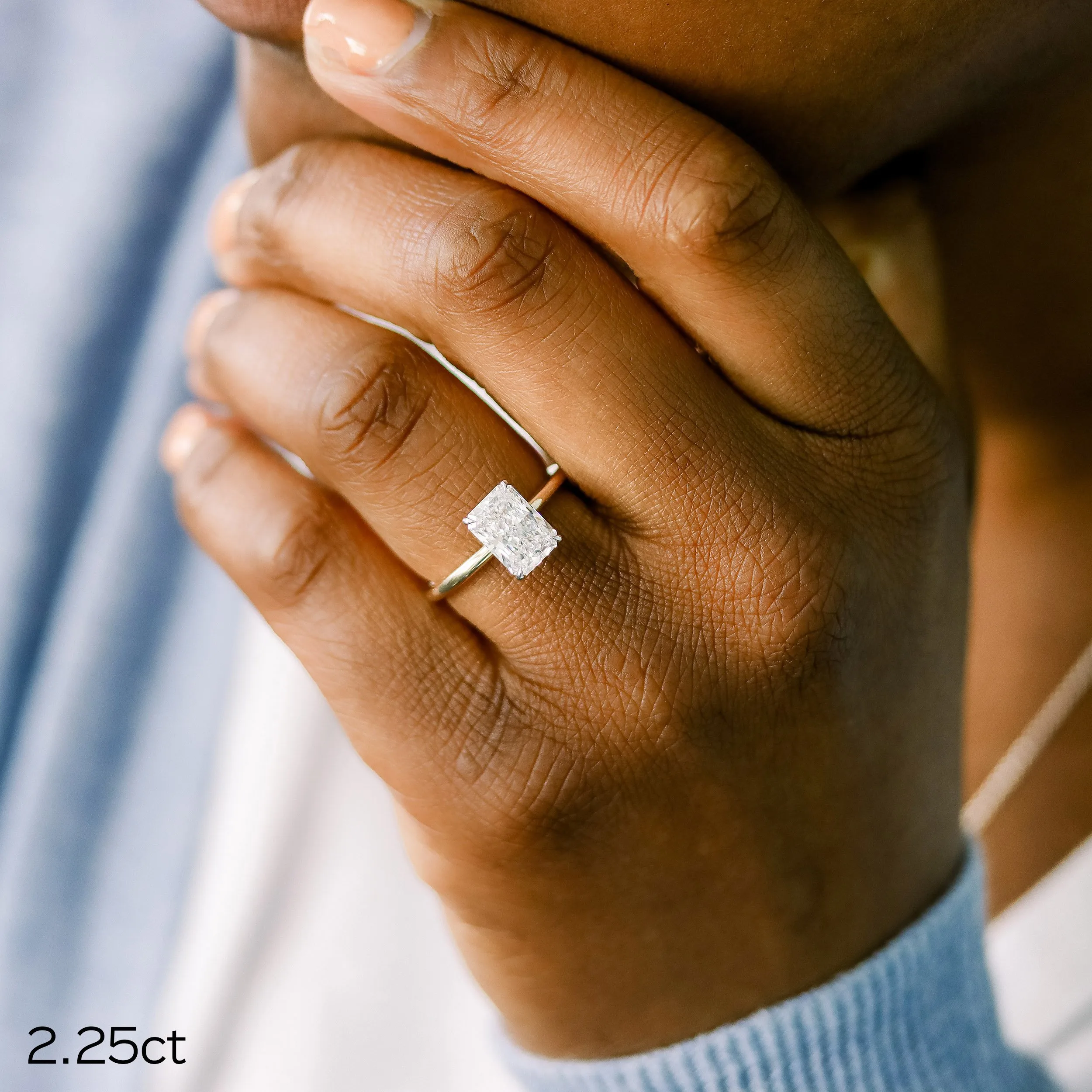 Platinum Radiant Petite Four Prong Solitaire Diamond Engagement Ring featuring 2.25 Carat Lab Diamonds (Main View)