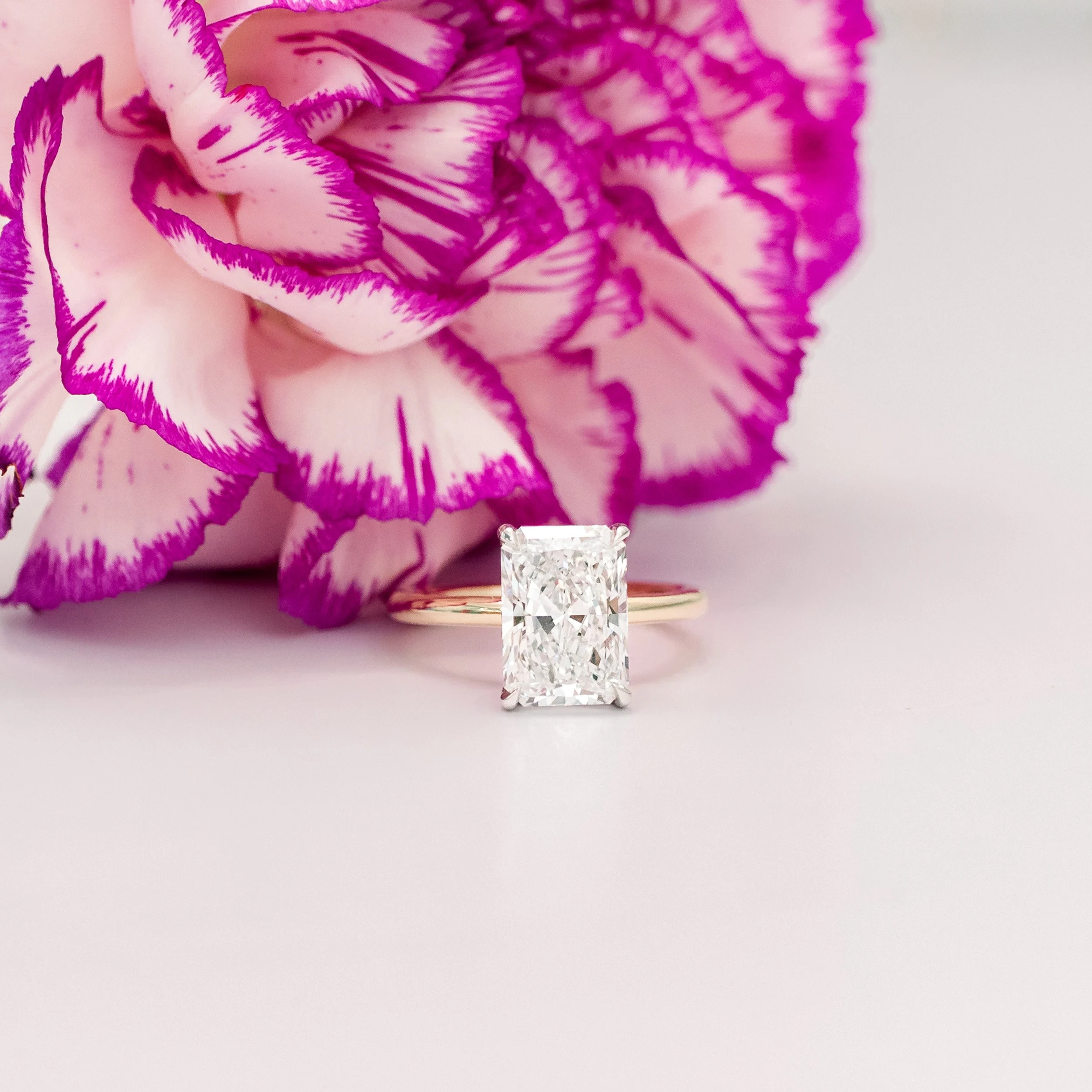 platinum and yellow gold 3.75 ct radiant cut lab diamond solitaire engagement ring ada diamonds design ad 250 macro