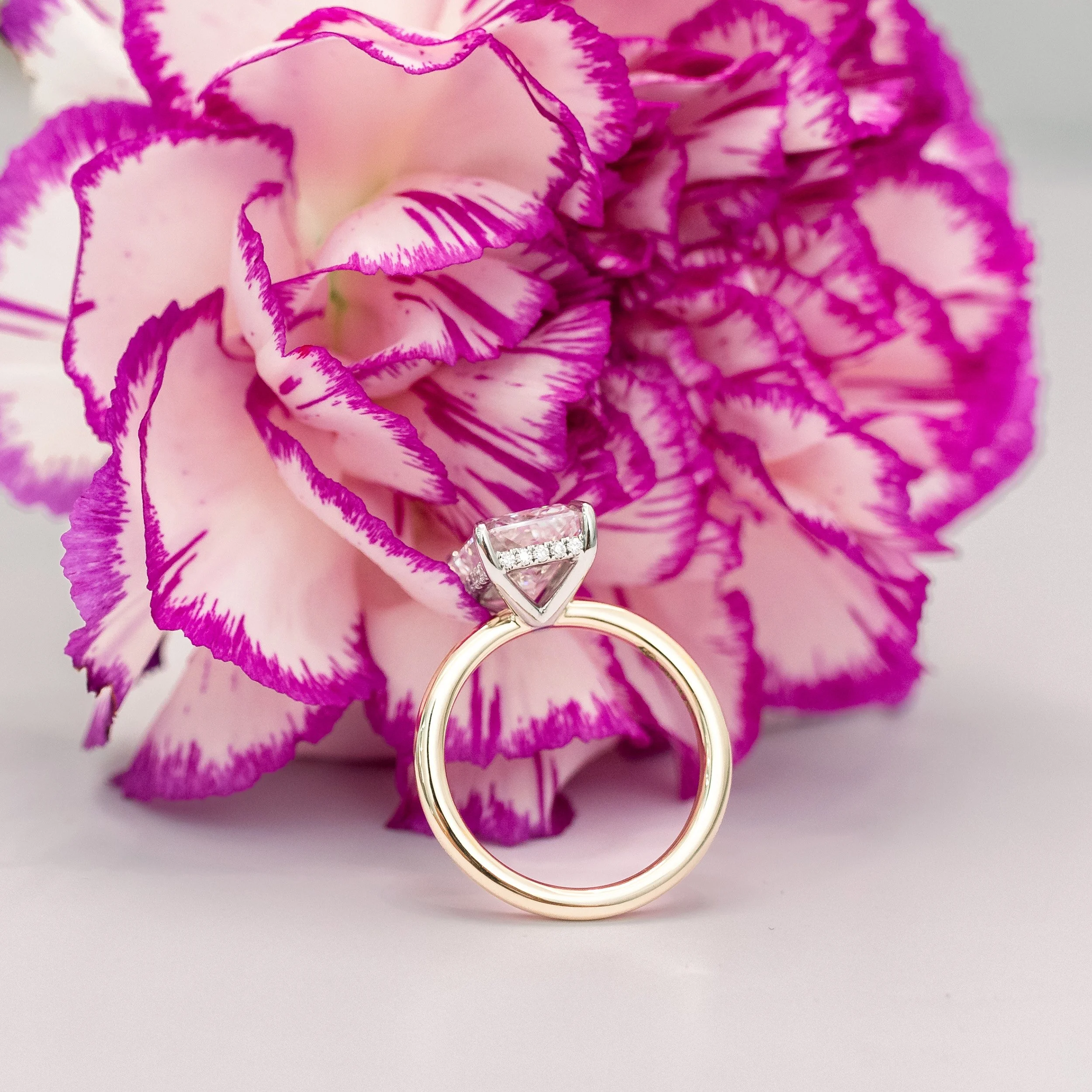 custom platinum and yellow gold two tone 3.75ct radiant cut petite solitaire engagement ring ada diamonds design ad 250 profile