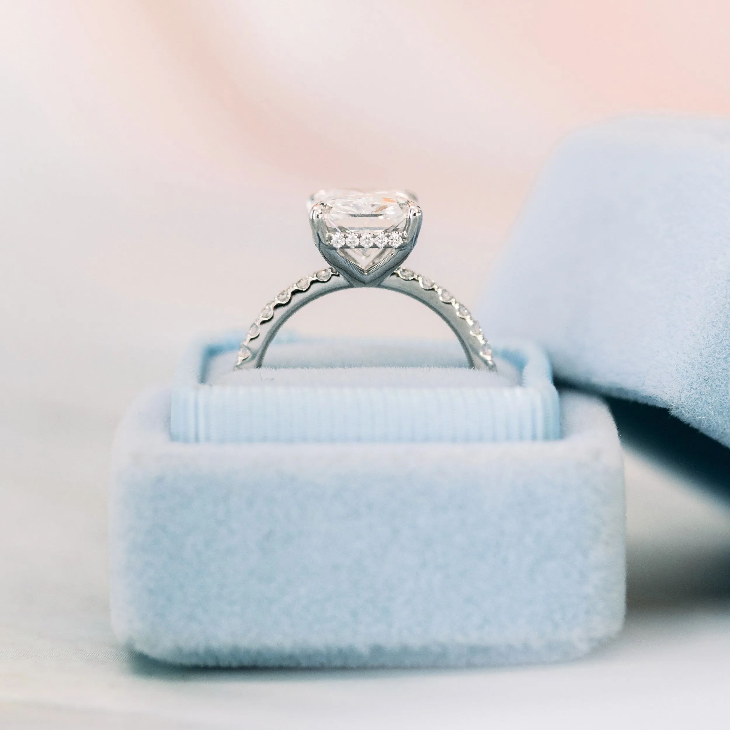 pave engagement ring in platinum