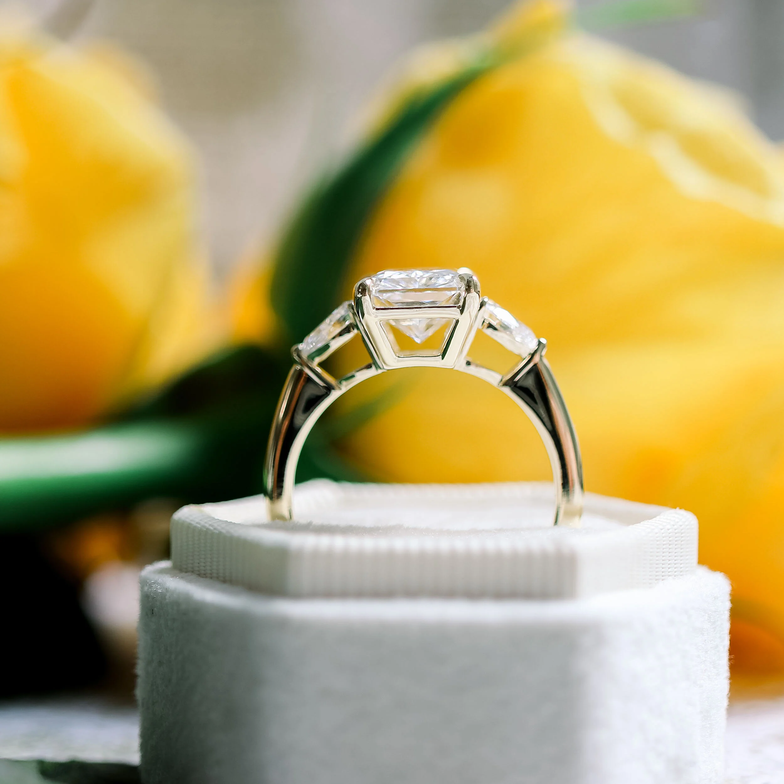 classic style radiant and pear lab grown diamond ring