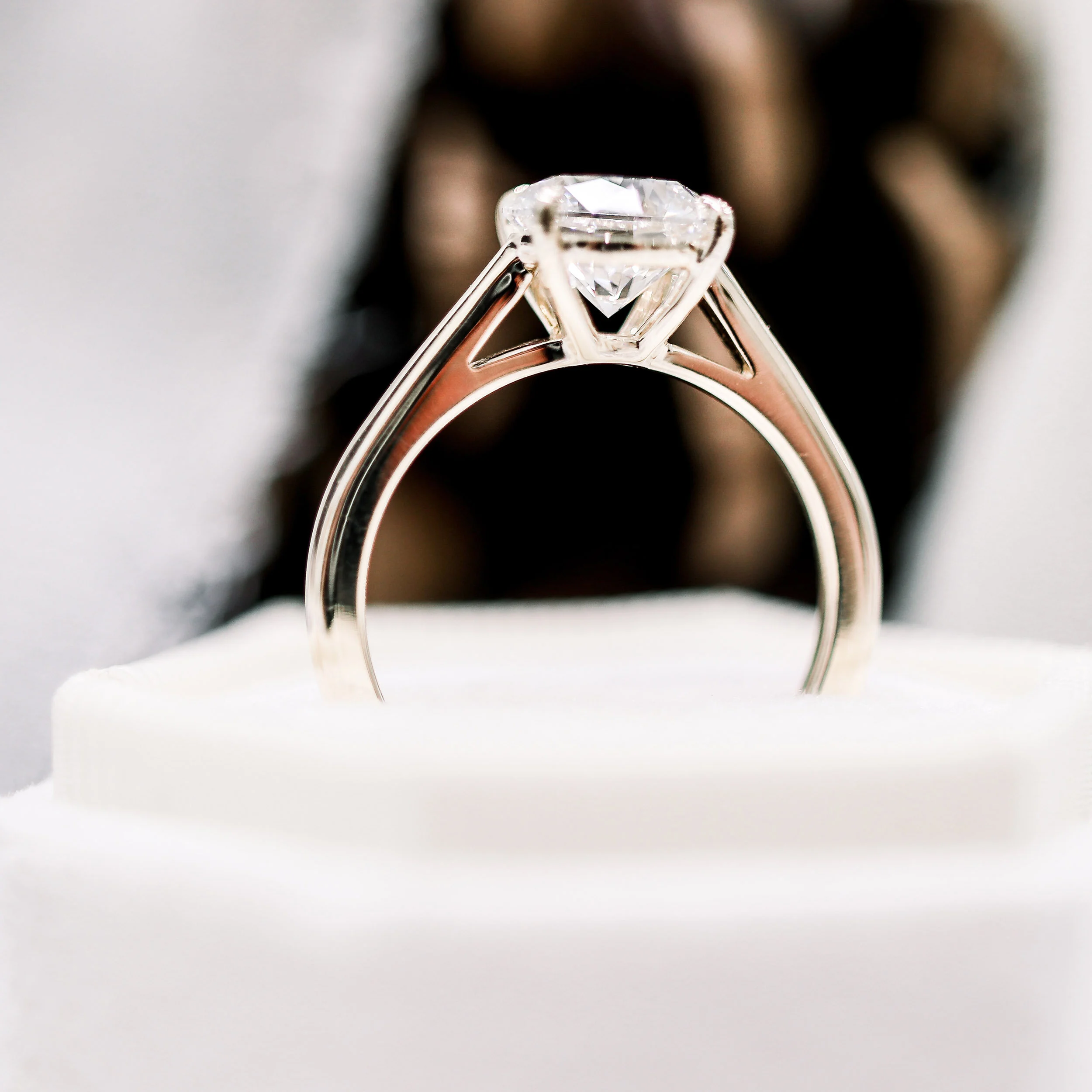 Platinum 2ct Round Cathedral Solitaire Lab Diamond Engagement Ring Ada Diamonds Design AD-251 Profile View