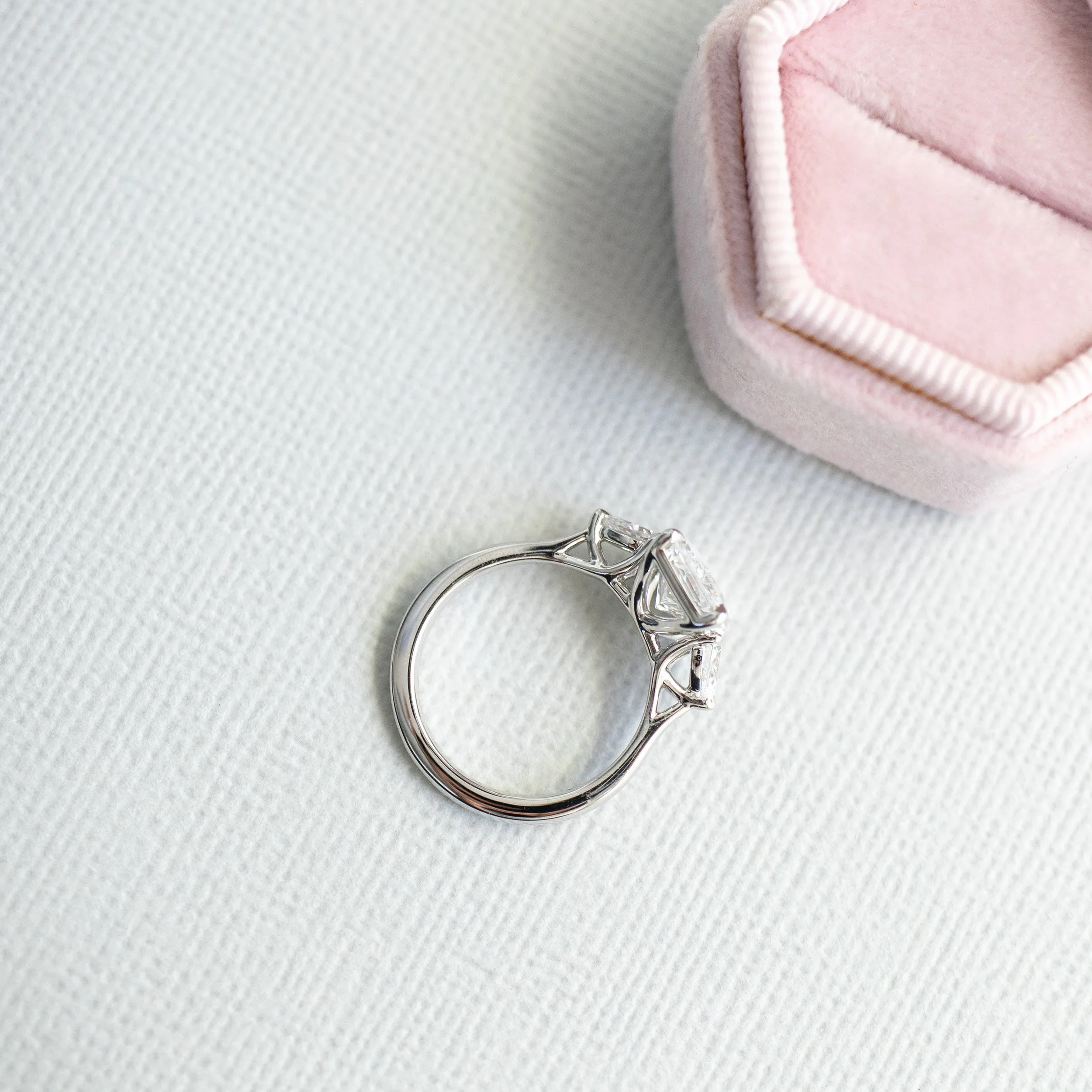 platinum 3 carat radiant and pear man made diamond engagement ring ada diamonds design ad 458 profile
