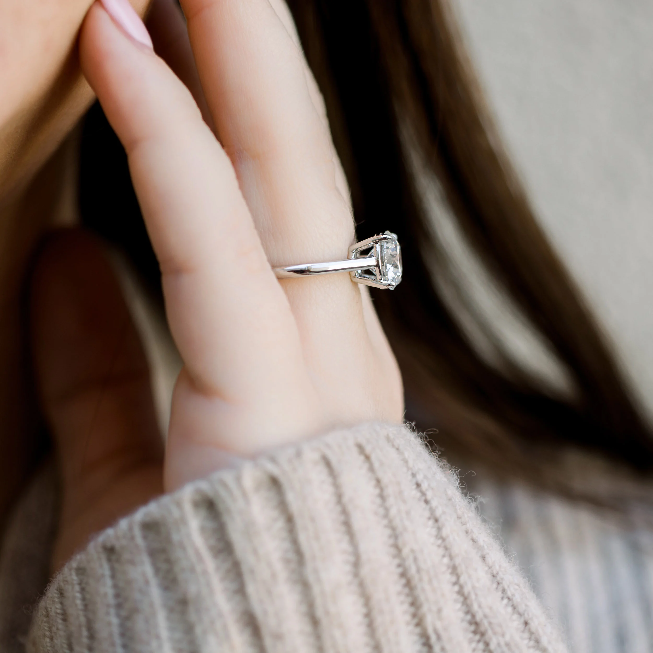 lab created solitaire engagement ring
