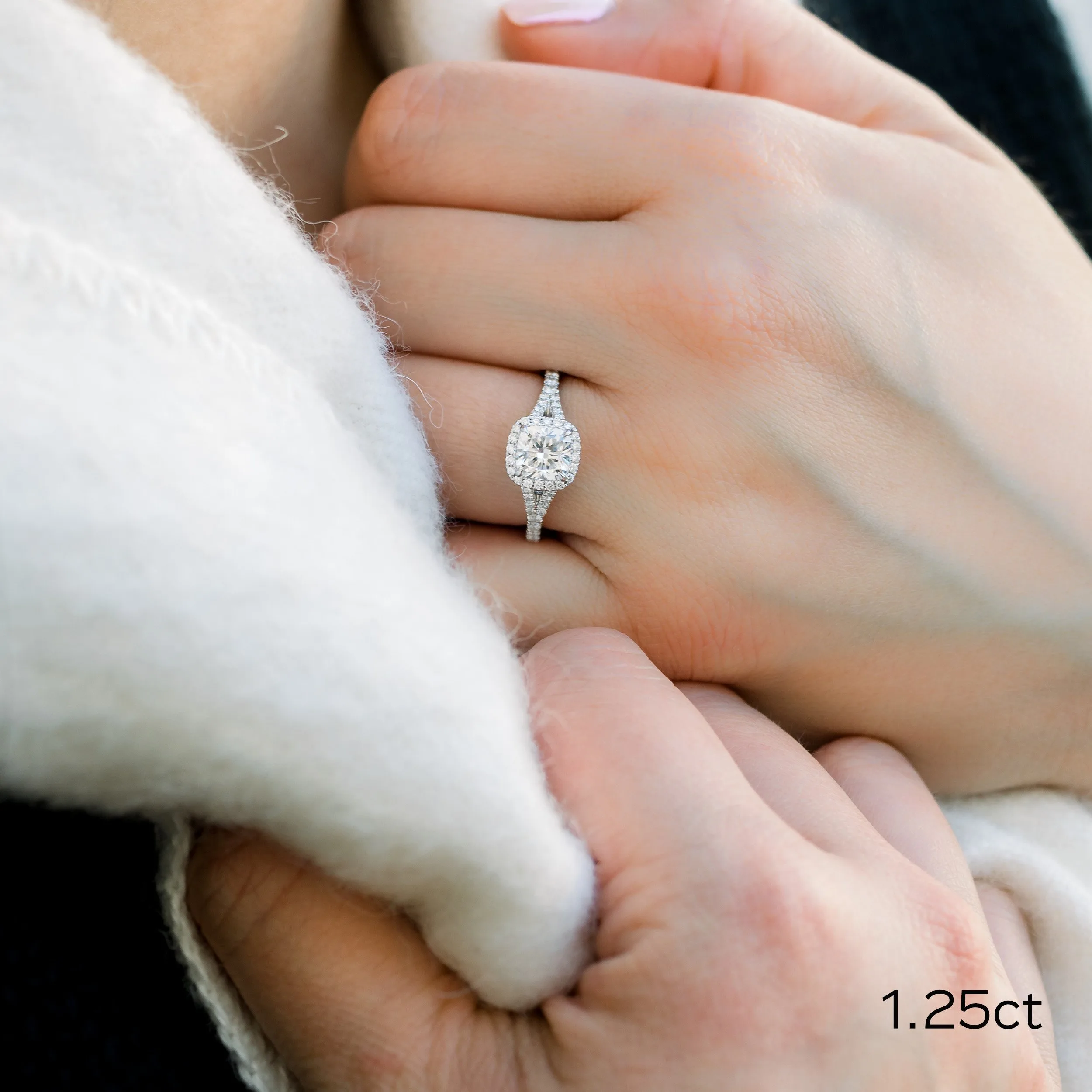 platinum 2 ct cushion cut split shank single halo lab created diamond engagement ring ada diamonds design ad 161 on model