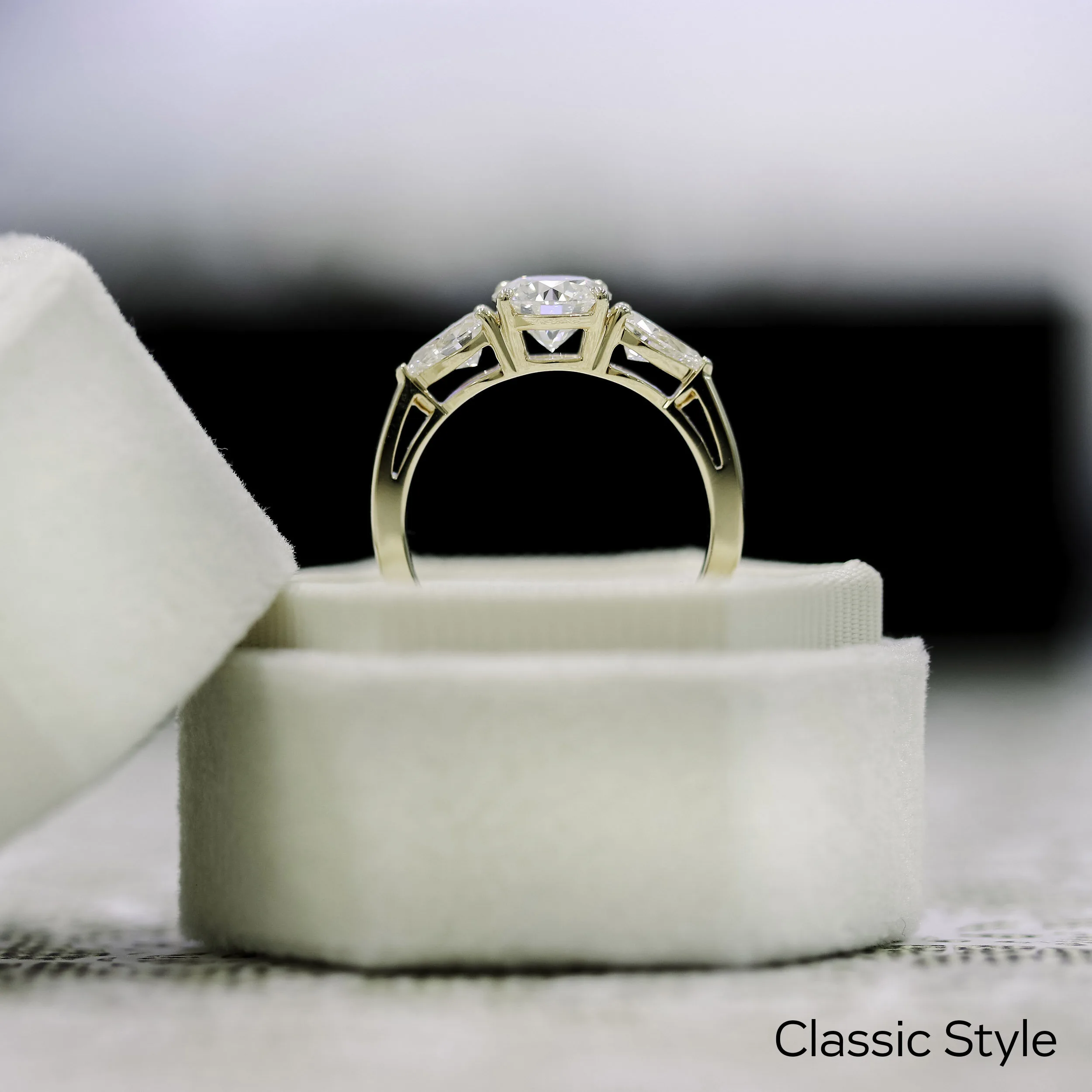 classic round and pear setting with 1 carat man made diamond ada diamonds design