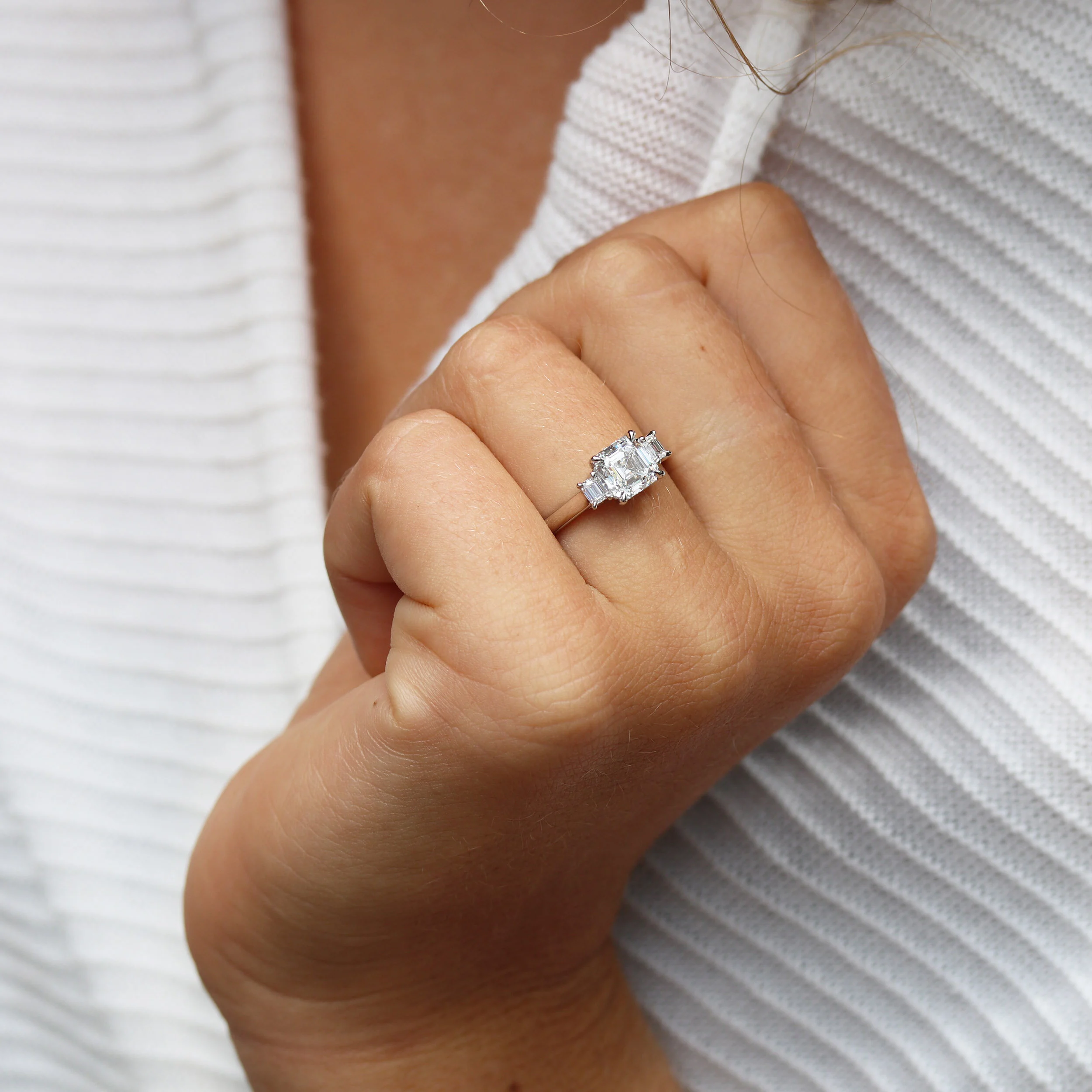 platinum 2ct emerald cut and asscher lab created diamond three stone ring ada diamonds design ad-493