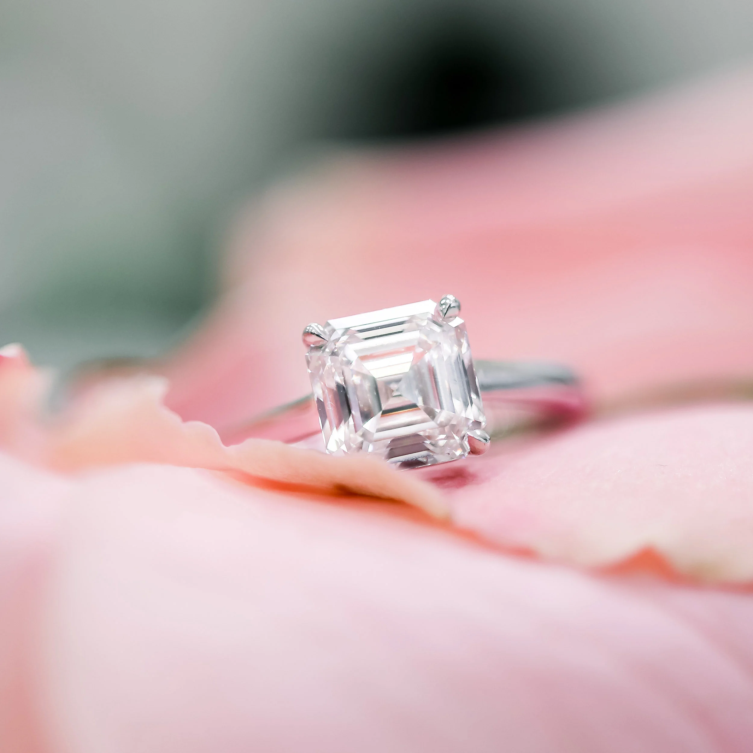 2ct Asscher Cut Solitaire Lab Diamond Engagement Ring in Platinum Ada Diamonds Design AD-188 Macro