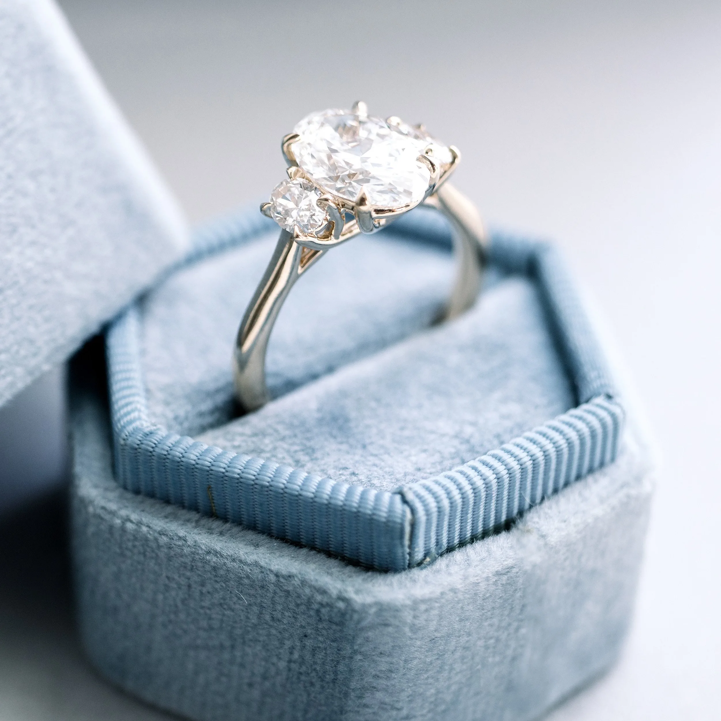 14k yellow gold 2.5 carat oval cut three stone man made diamond engagement ring ada diamonds design ad158 profile