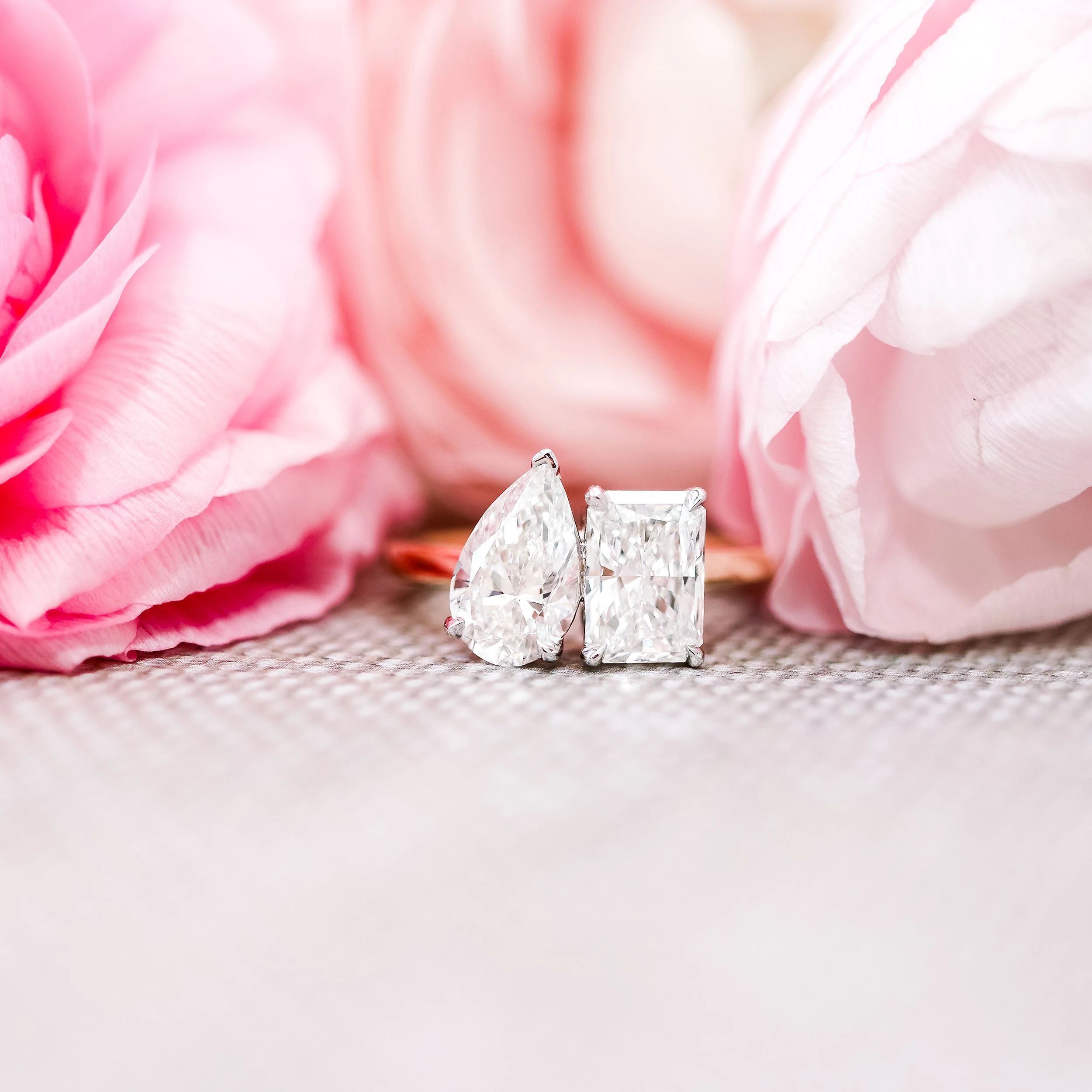 two-tone 3 carat pear and radiant cut toi et moi lab created diamond engagement ring ada diamonds design ad 363